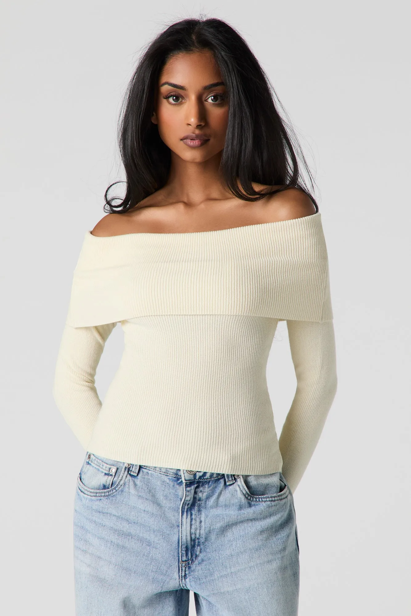 Haut en tricot côtelé à épaules dénudées sold by Urban Planet product image thumbnail 5