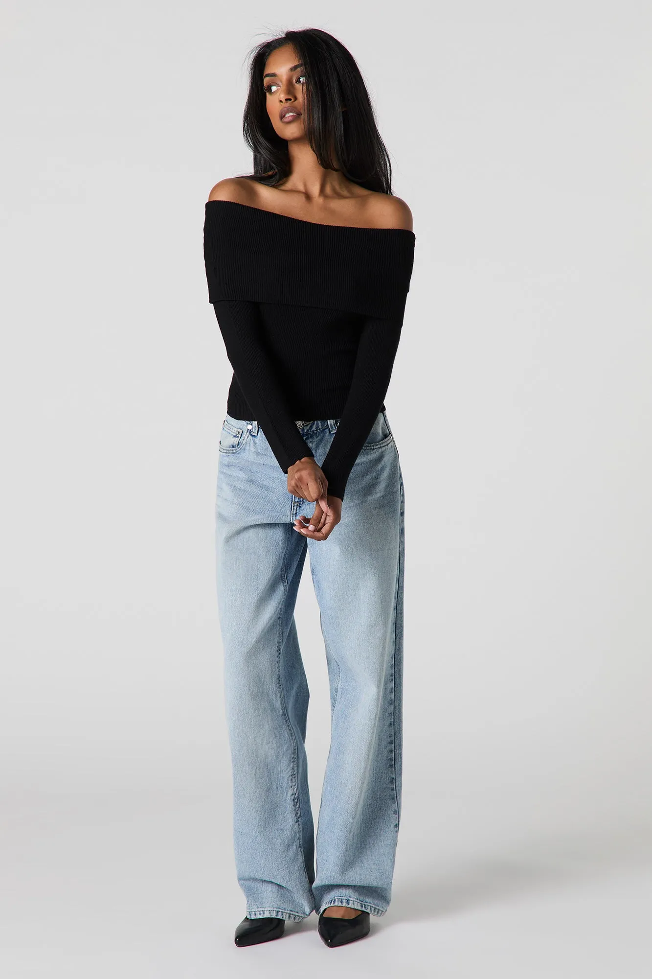 Haut en tricot côtelé à épaules dénudées sold by Urban Planet product image thumbnail 4