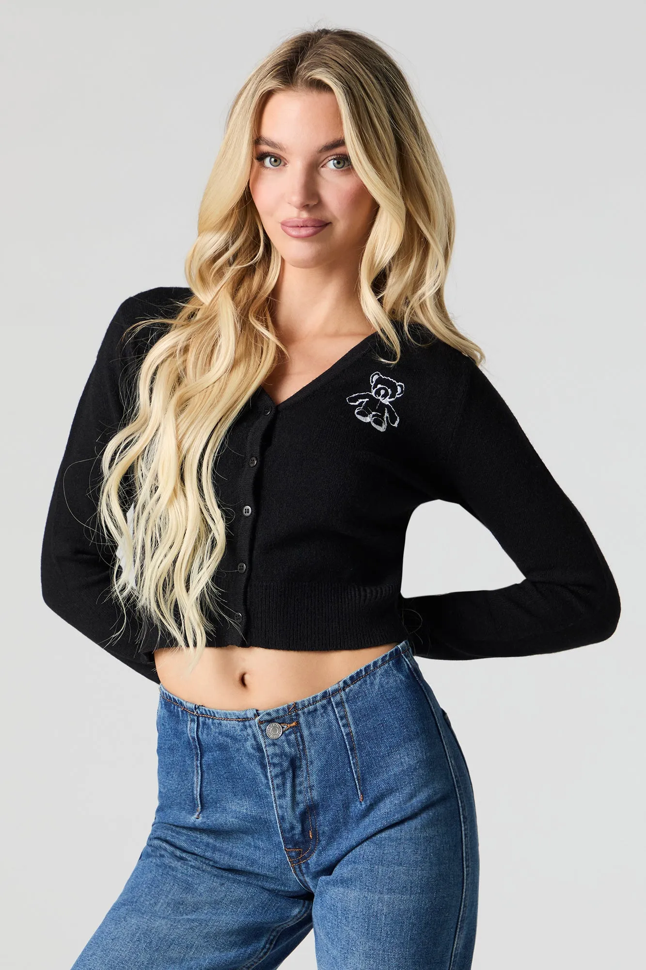Embroidered Button Front Sweater sold by Urban Planet product image thumbnail 4
