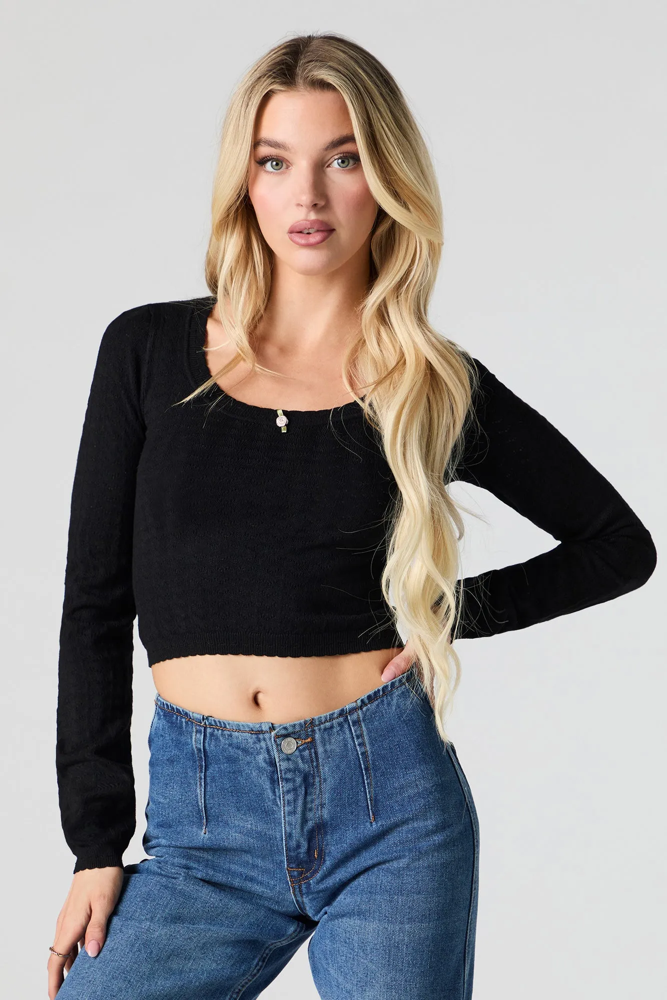 Chandail en tricot de pointelle avec rosettes sold by Urban Planet product image thumbnail 2