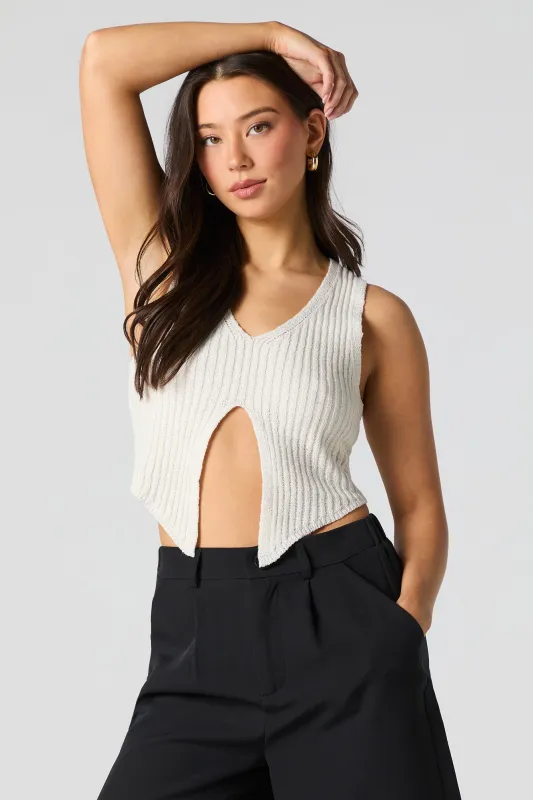 Ribbed Knit Split Hem Tank sold by Urban Planet
