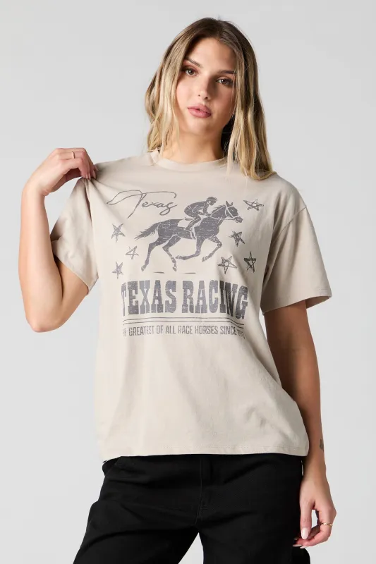 T-shirt de coupe garçonne à imprimé Texas Racing sold by Urban Planet