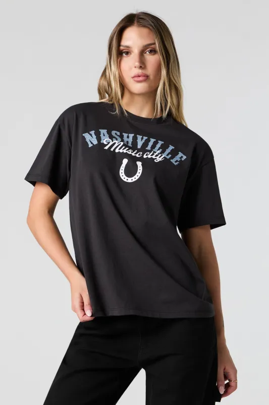 T-shirt de coupe garçonne à imprimé Nashville sold by Urban Planet