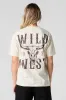 T-shirt de coupe garçonne à imprimé Wild West sold by Urban Planet
