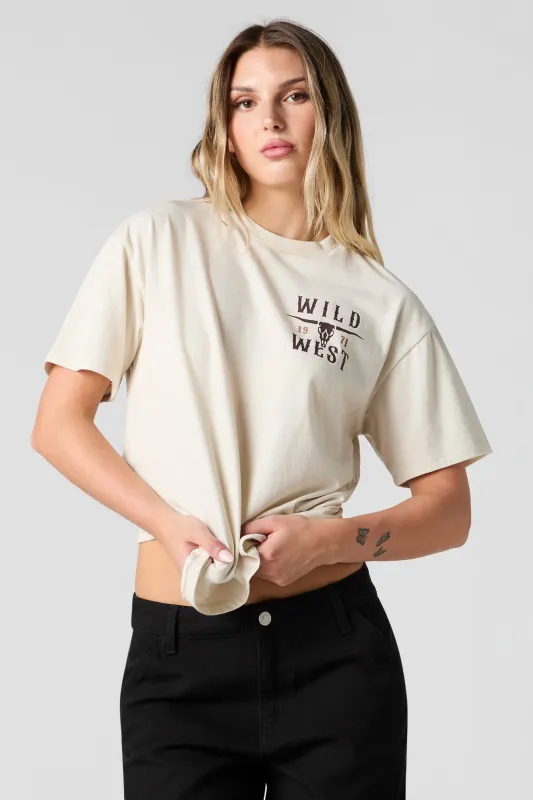 T-shirt de coupe garçonne à imprimé Wild West sold by Urban Planet