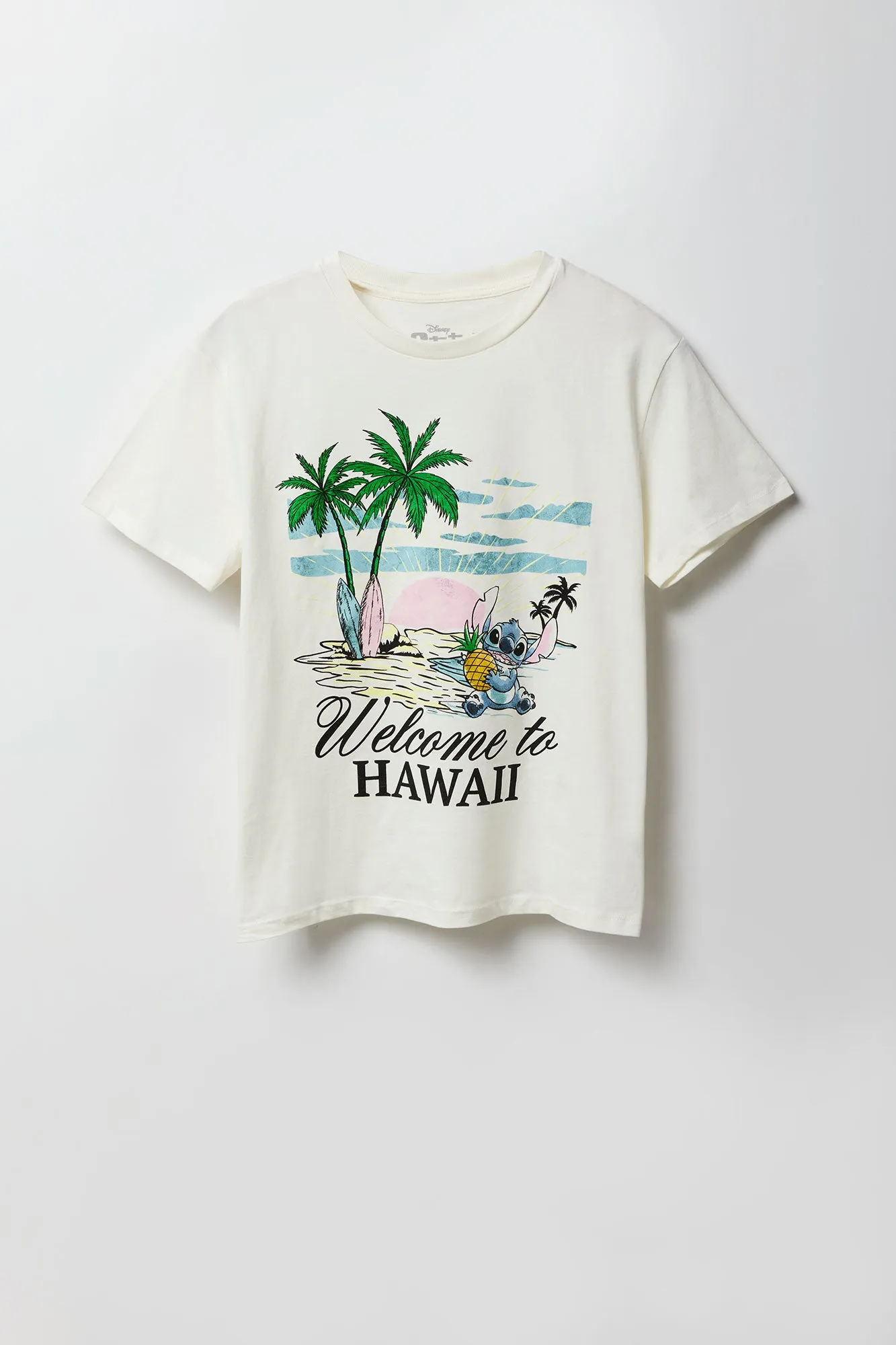 T-shirt de coupe garçonne à imprimé Stitch Hawaii sold by Urban Planet