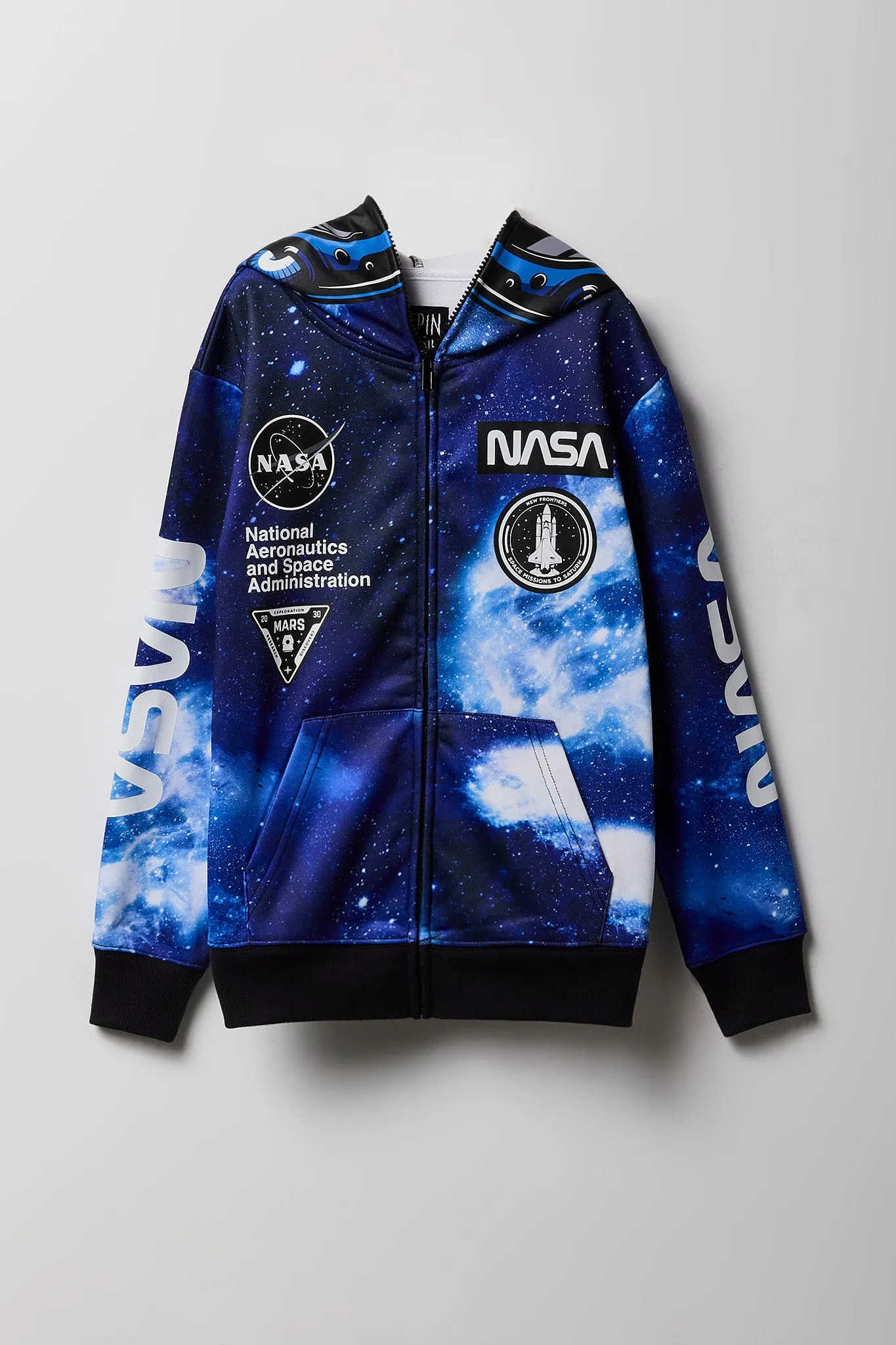 Haut à capuchon à glissière intégrale à imprimé NASA pour enfants sold by Urban Planet product image thumbnail 2