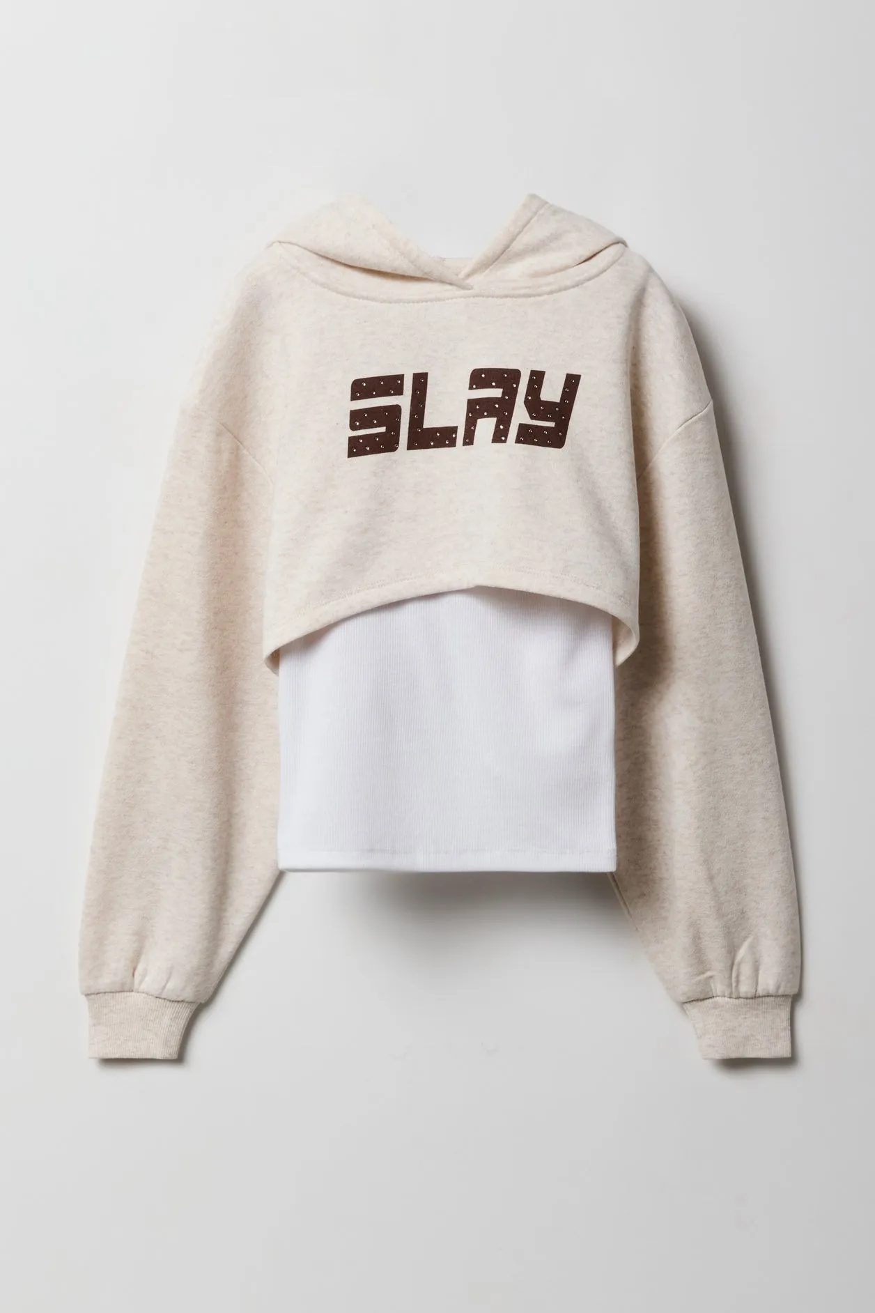 Girls Slay Graphic Cropped Fleece Hoodie & Tank 2 Piece Set sold by Urban Planet