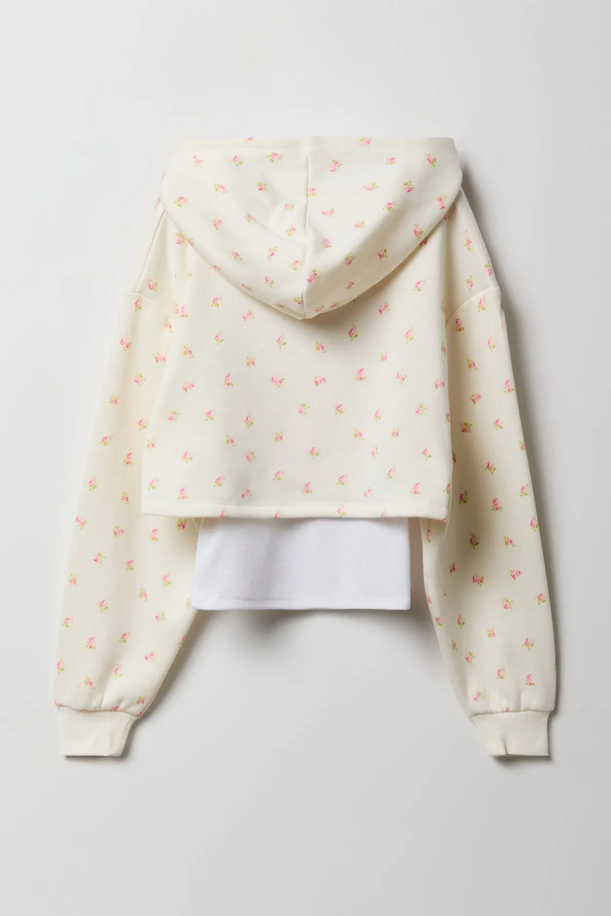 Ensemble 2 pièces haut à capuchon en molleton écourté et camisole à broderie pour filles sold by Urban Planet product image thumbnail 4