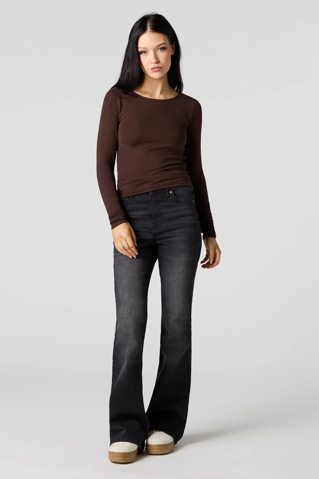 Ribbed Boat Neck Long Sleeve Top sold by Urban Planet product image thumbnail 3