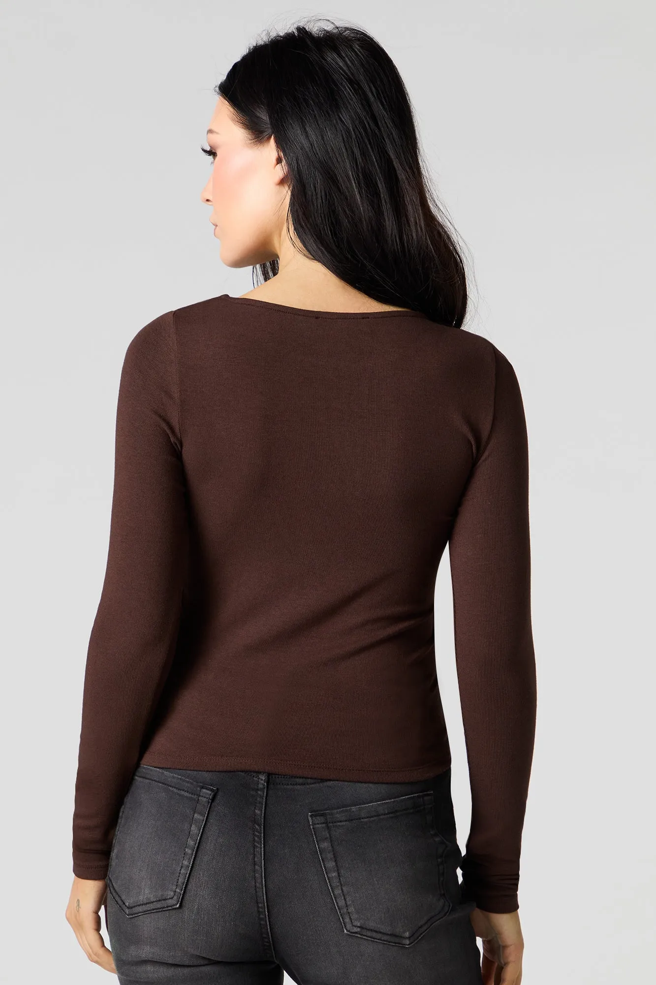 Ribbed Boat Neck Long Sleeve Top sold by Urban Planet product image thumbnail 2