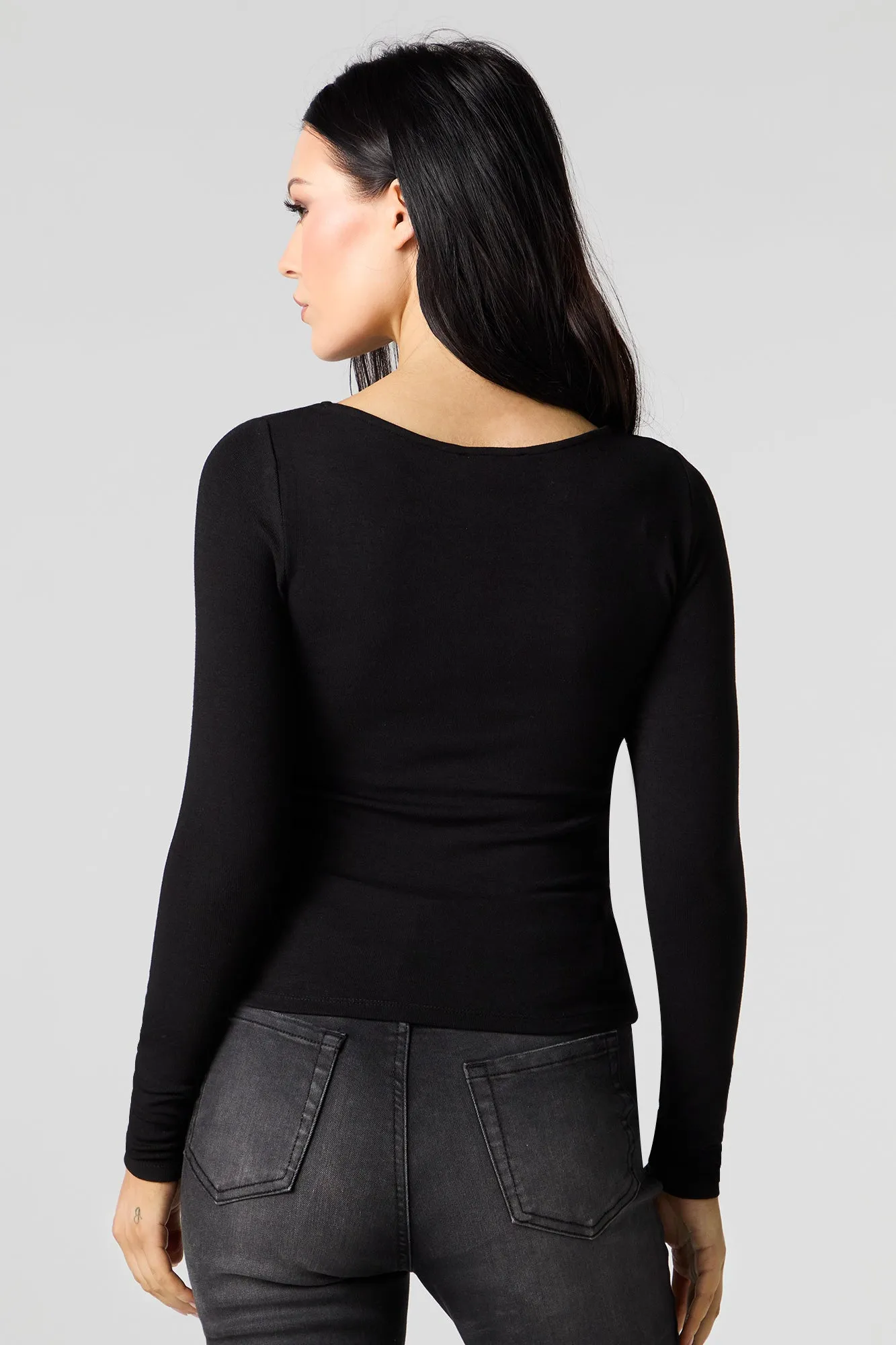 Haut côtelé à manche longue et encolure bateau sold by Urban Planet product image thumbnail 3