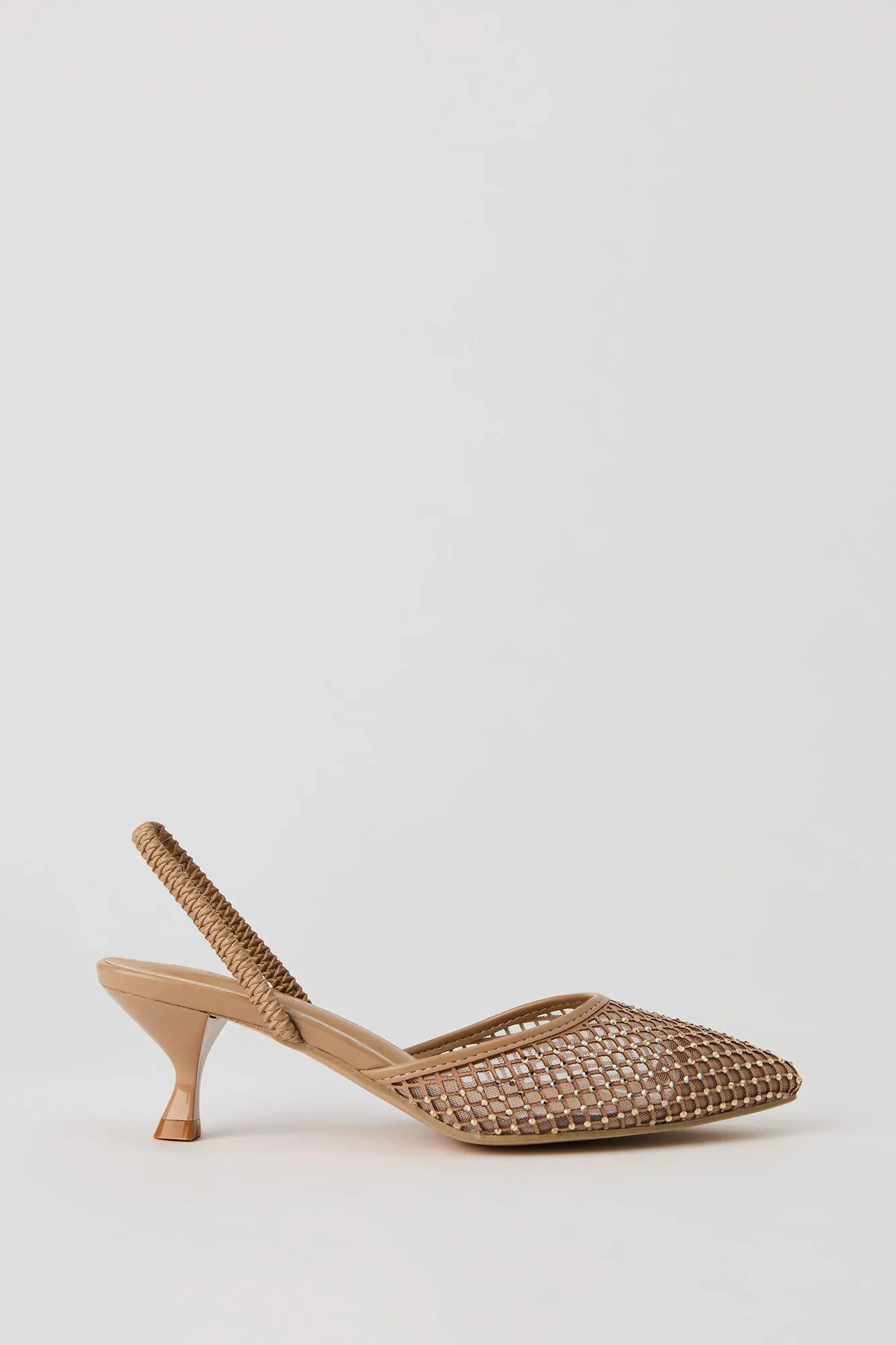 Rhinestone Mesh Slingback Kitten Heel sold by Urban Planet