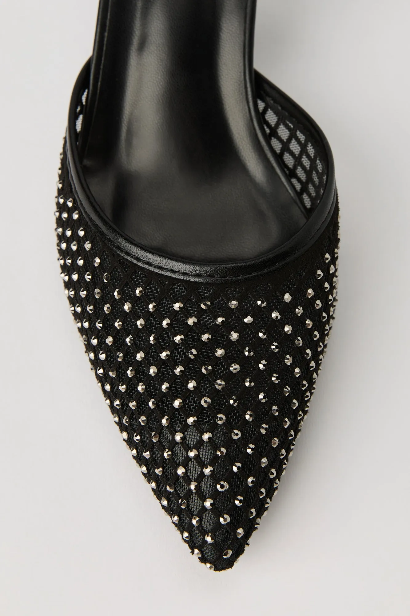 Chaussure à bride arrière en filet et pierres du Rhin avec talon bottine sold by Urban Planet product image thumbnail 5