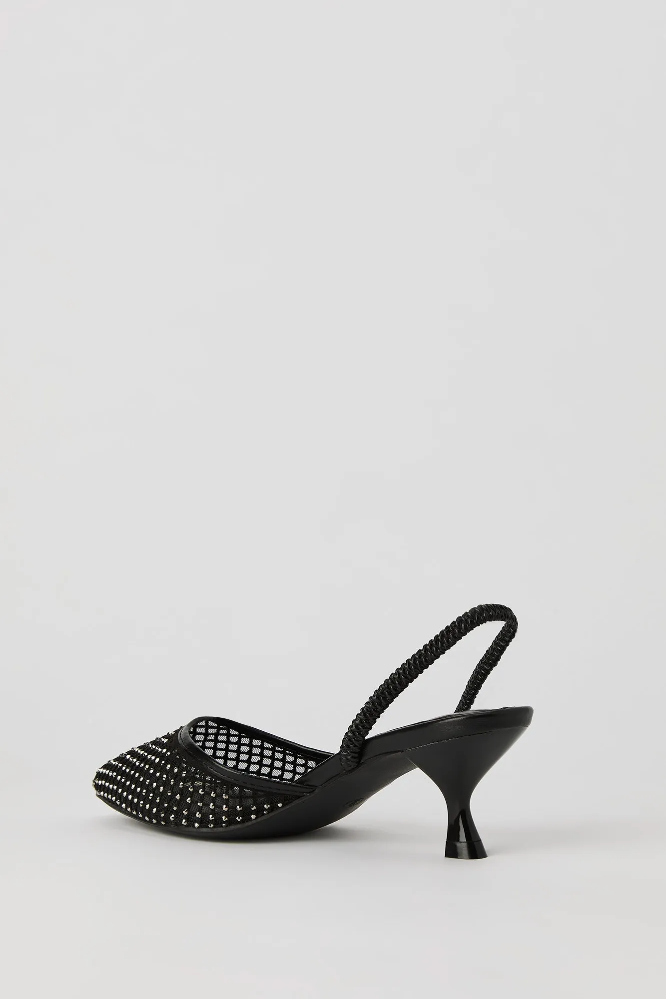 Chaussure à bride arrière en filet et pierres du Rhin avec talon bottine sold by Urban Planet product image thumbnail 4