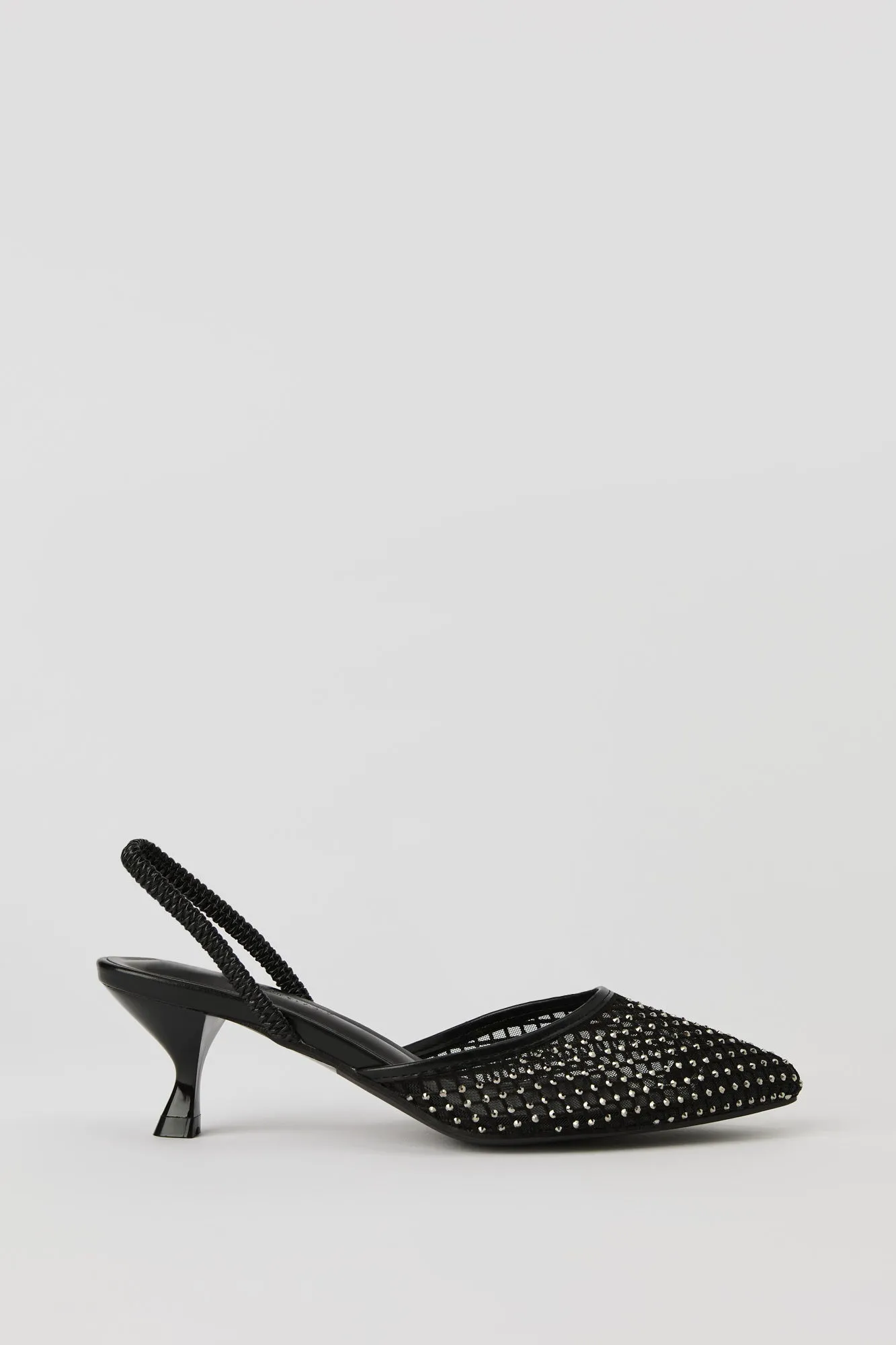 Chaussure à bride arrière en filet et pierres du Rhin avec talon bottine sold by Urban Planet product image thumbnail 2