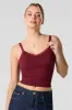 Camisole côtelée sans couture à bonnets intégrés et bordure en dentelle sold by Urban Planet