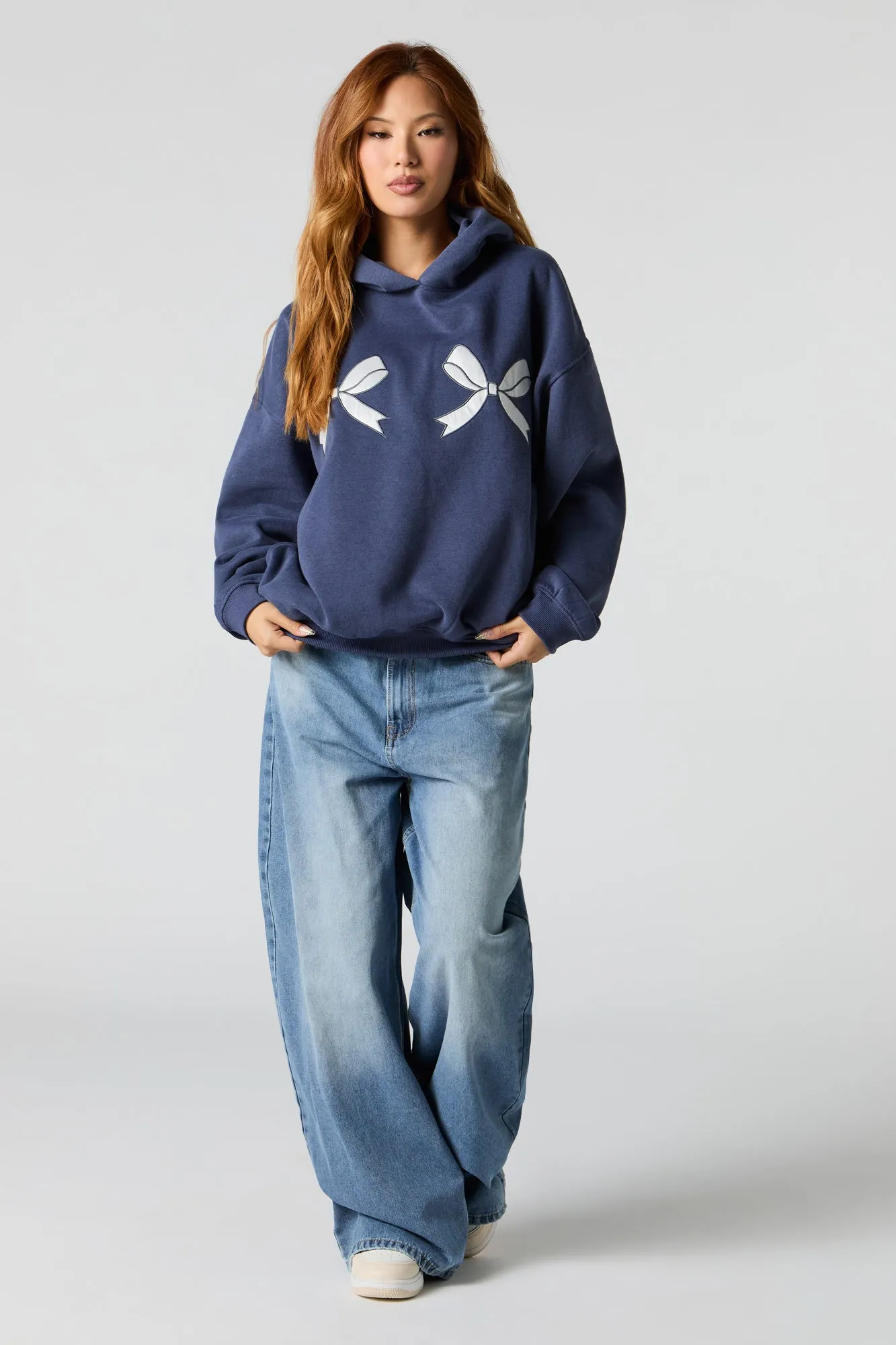 Bow Embroidered Oversized Fleece Hoodie sold by Urban Planet product image thumbnail 3