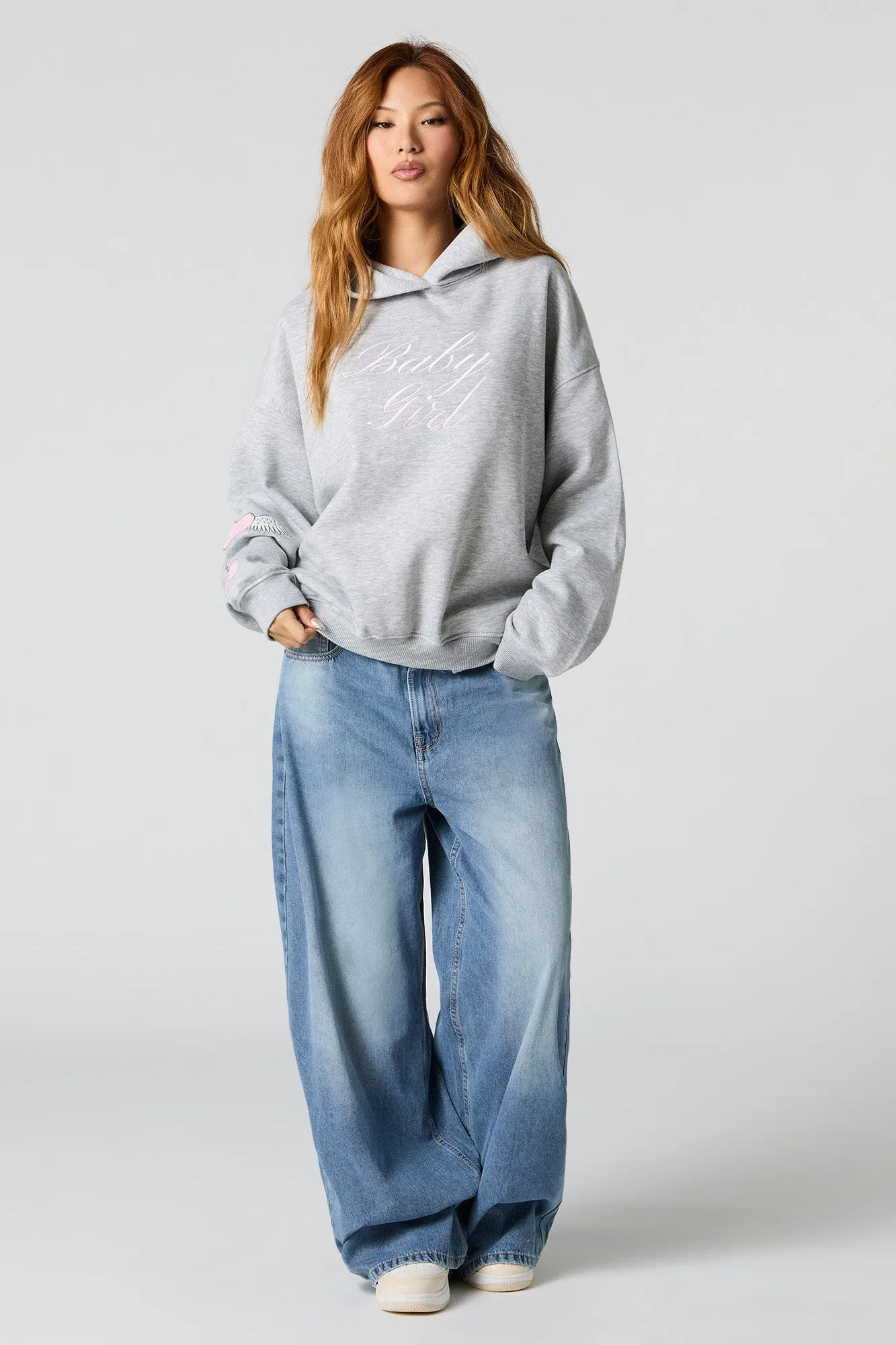 Embroidered & Graphic Oversized Fleece Hoodie sold by Urban Planet product image thumbnail 3