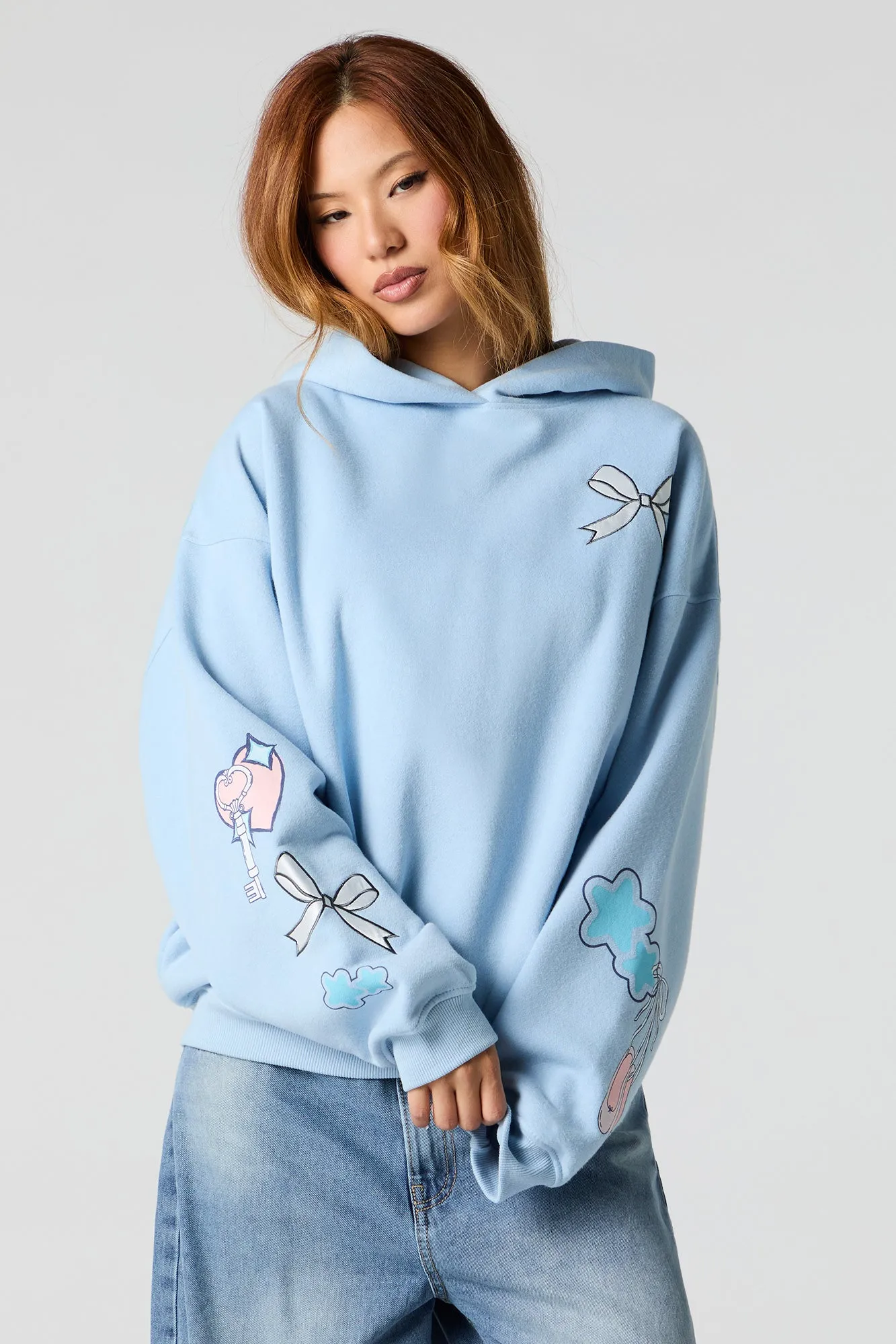 Haut à capuchon en molleton surdimensionné à imprimé et broderie sold by Urban Planet product image thumbnail 5