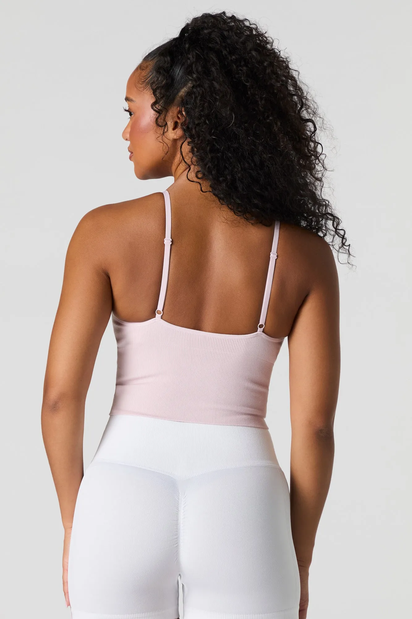 Seamless Ribbed V-Neck Cami with Built-In Cups sold by Urban Planet product image thumbnail 2