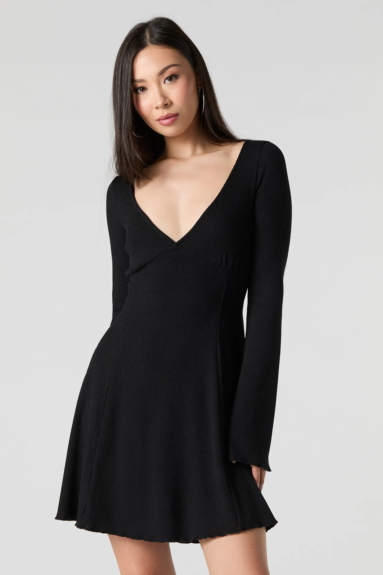 Knit Long Sleeve A-Line Mini Dress sold by Urban Planet product image thumbnail 4
