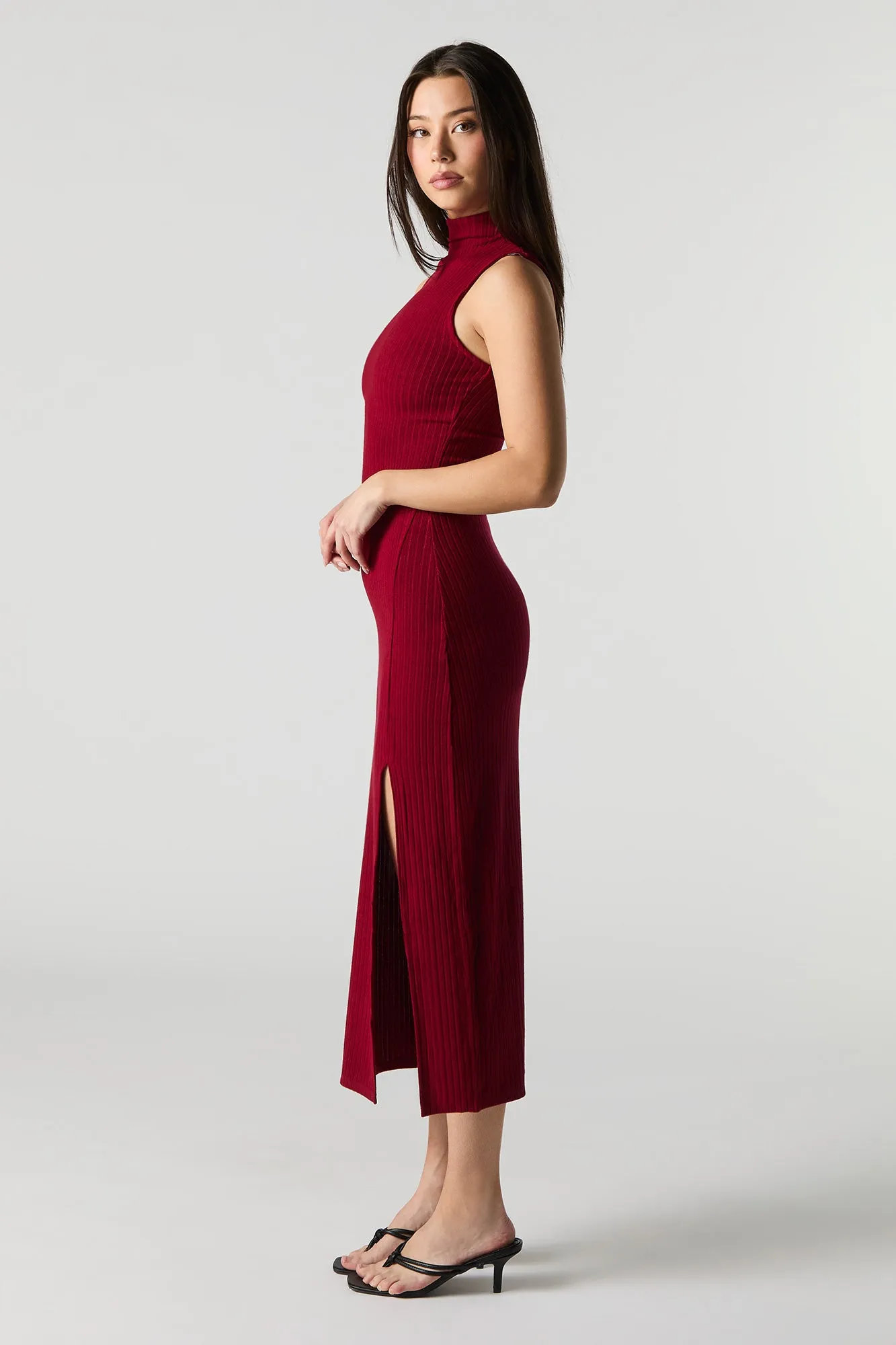Ribbed Knit Mock Neck Midi Dress sold by Urban Planet product image thumbnail 2