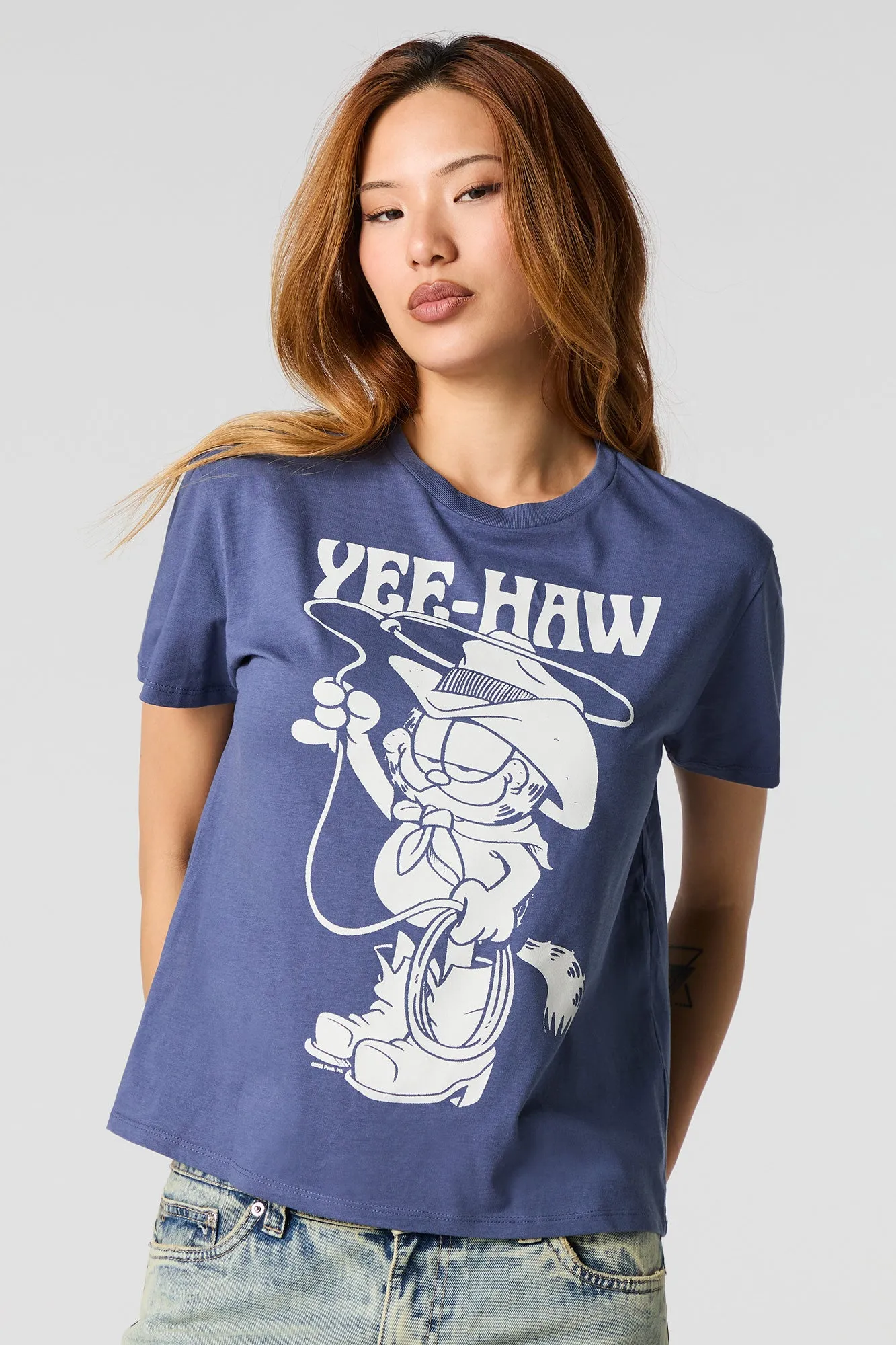 Garfield Yeehaw Graphic Boyfriend T-Shirt sold by Urban Planet