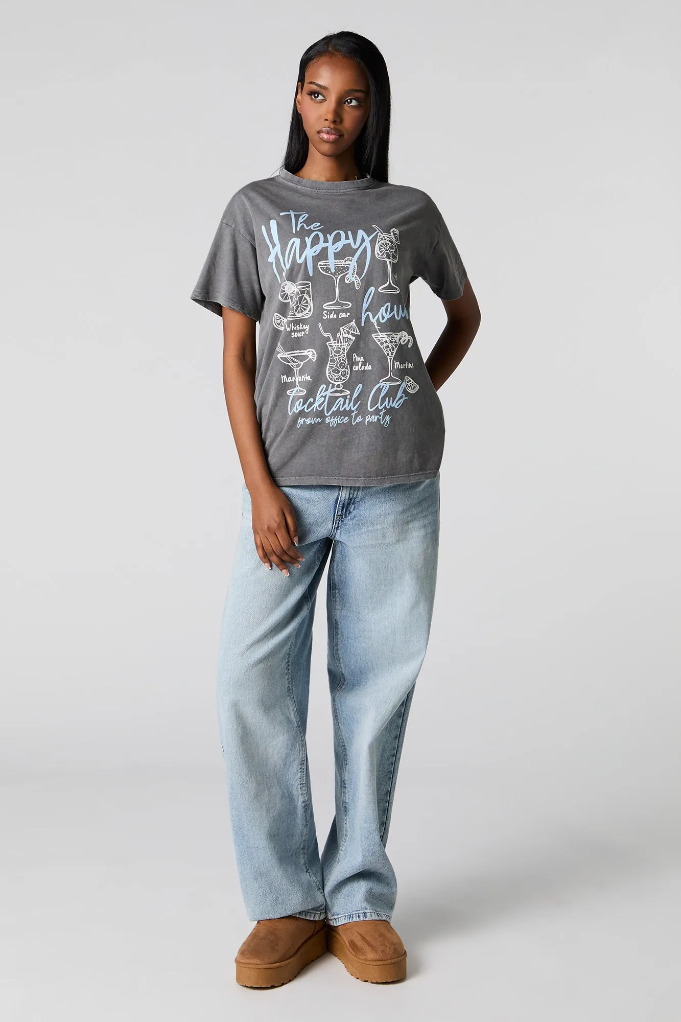 T-shirt délavé à imprimé Happy Hour sold by Urban Planet product image thumbnail 2