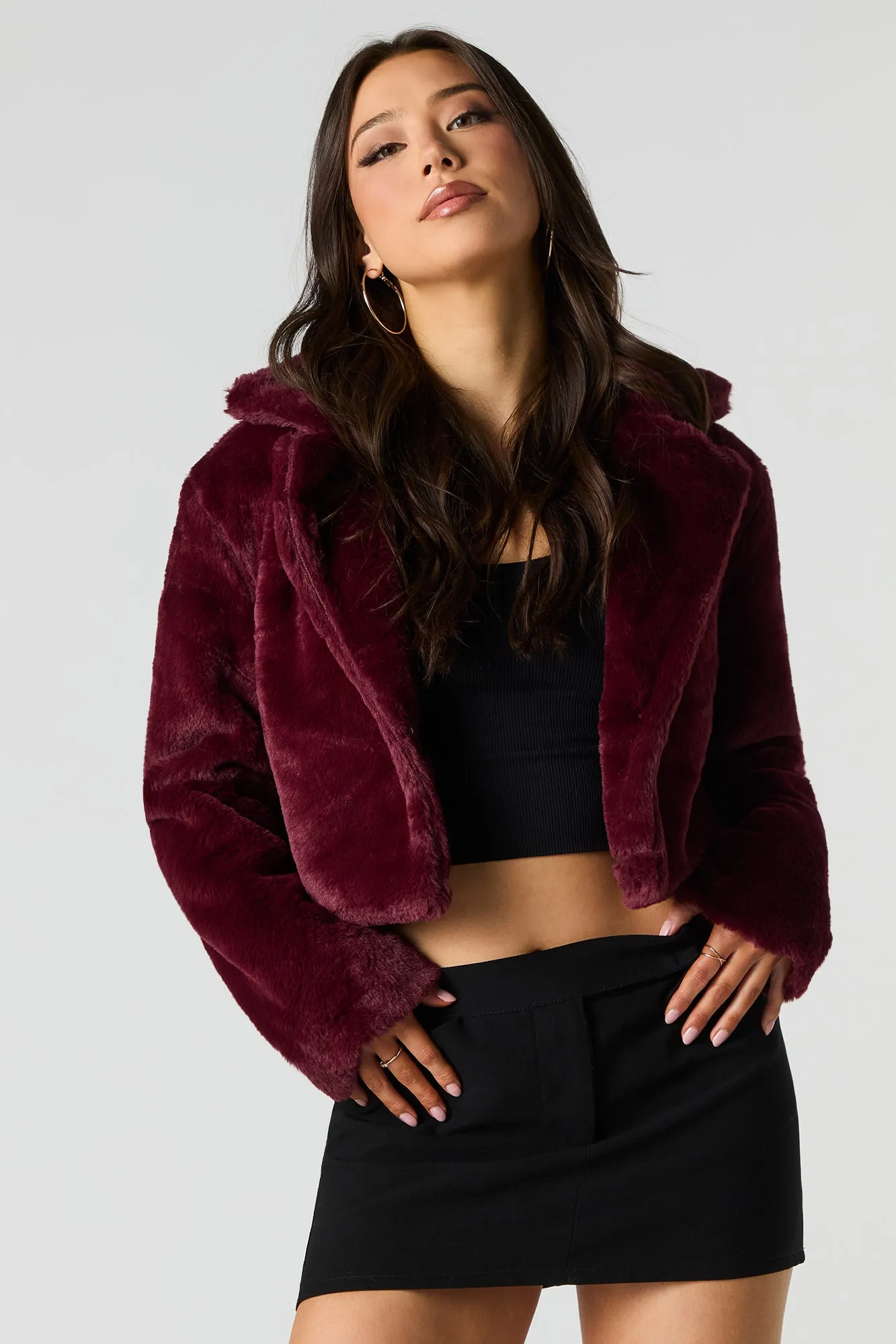 Faux Fur Cropped Jacket sold by Urban Planet