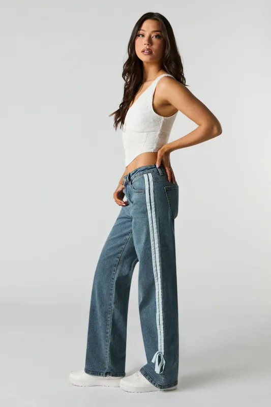 Side Striped Wide Leg Jean with Bows sold by Urban Planet
