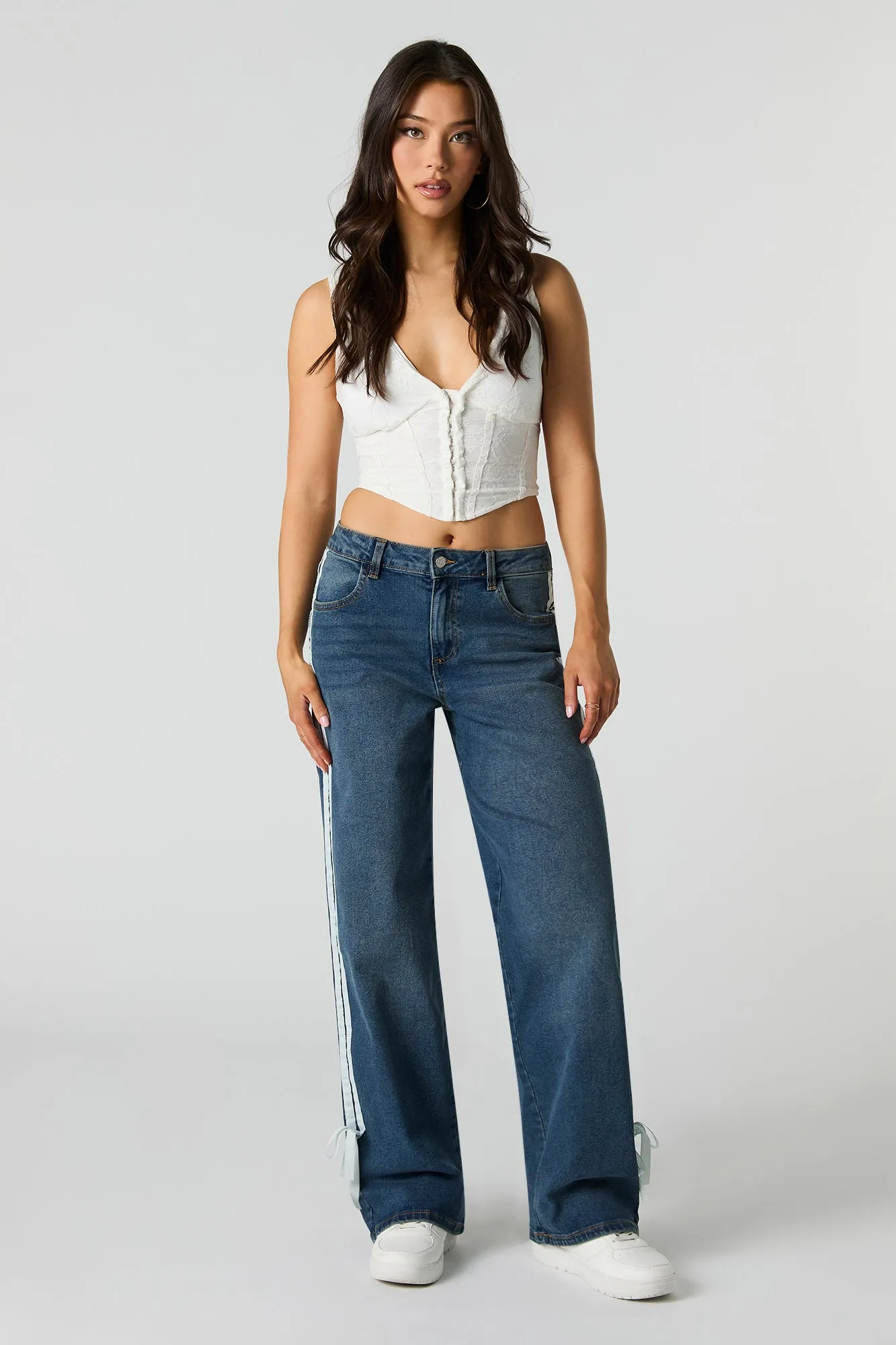 Side Striped Wide Leg Jean with Bows sold by Urban Planet product image thumbnail 4