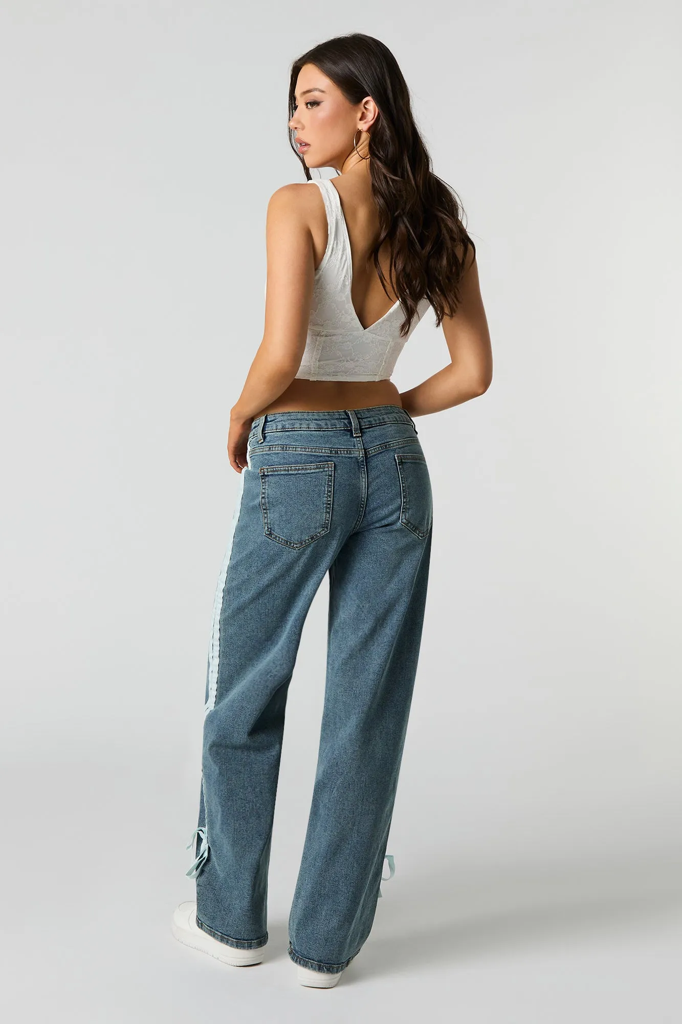 Side Striped Wide Leg Jean with Bows sold by Urban Planet product image thumbnail 3