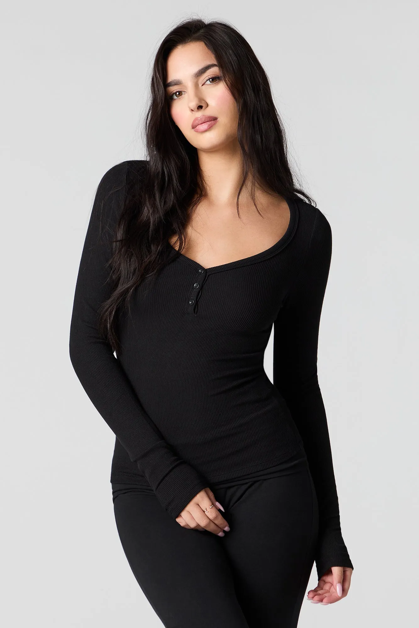 Haut Henley côtelé classique sold by Urban Planet product image thumbnail 2