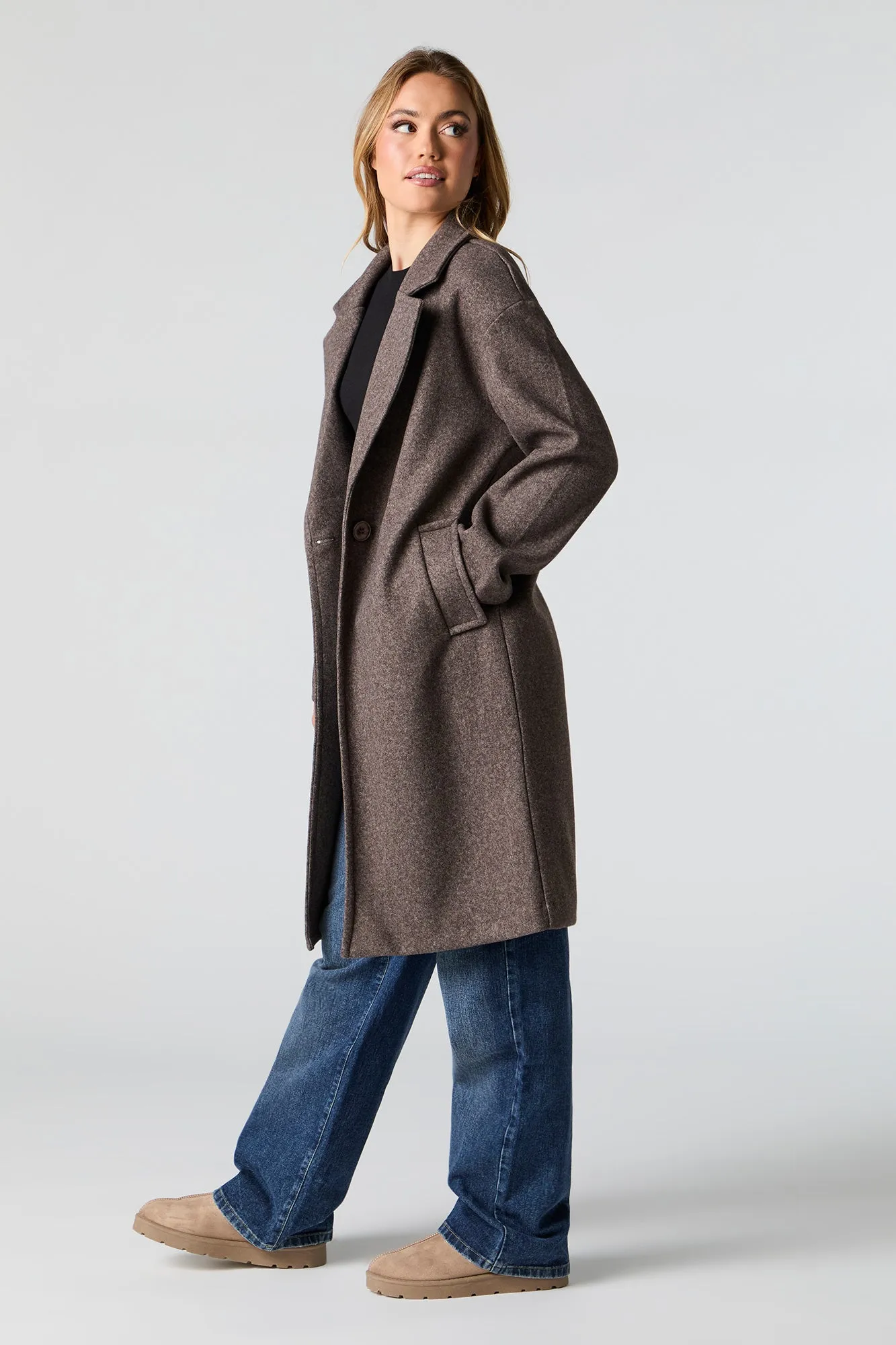 Single Button Midi Coat sold by Urban Planet product image thumbnail 2