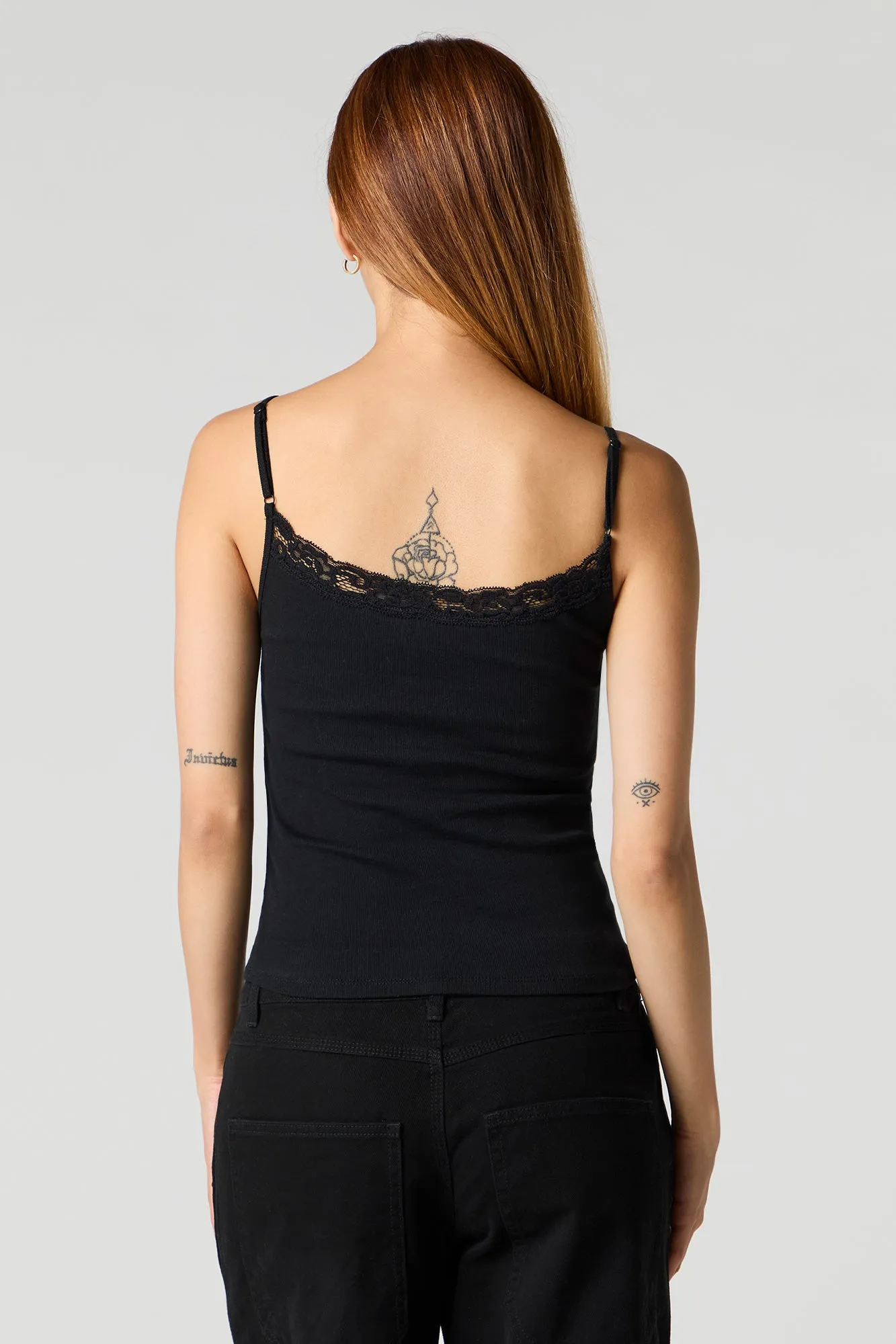 Ribbed Lace Trim Tank with Built-In Cups sold by Urban Planet product image thumbnail 5