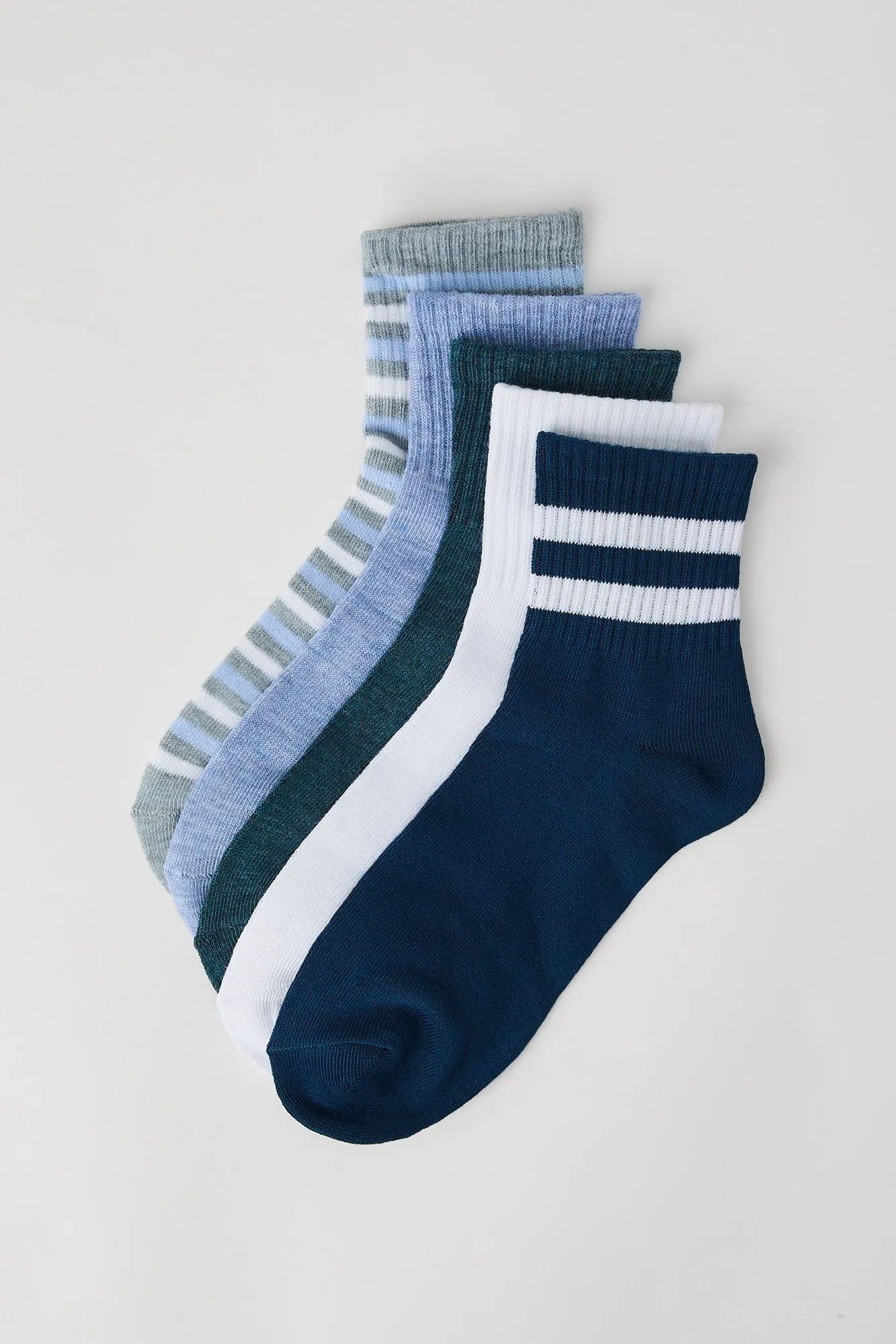 Striped & Solid Quarter Socks (5 Pack) sold by Urban Planet