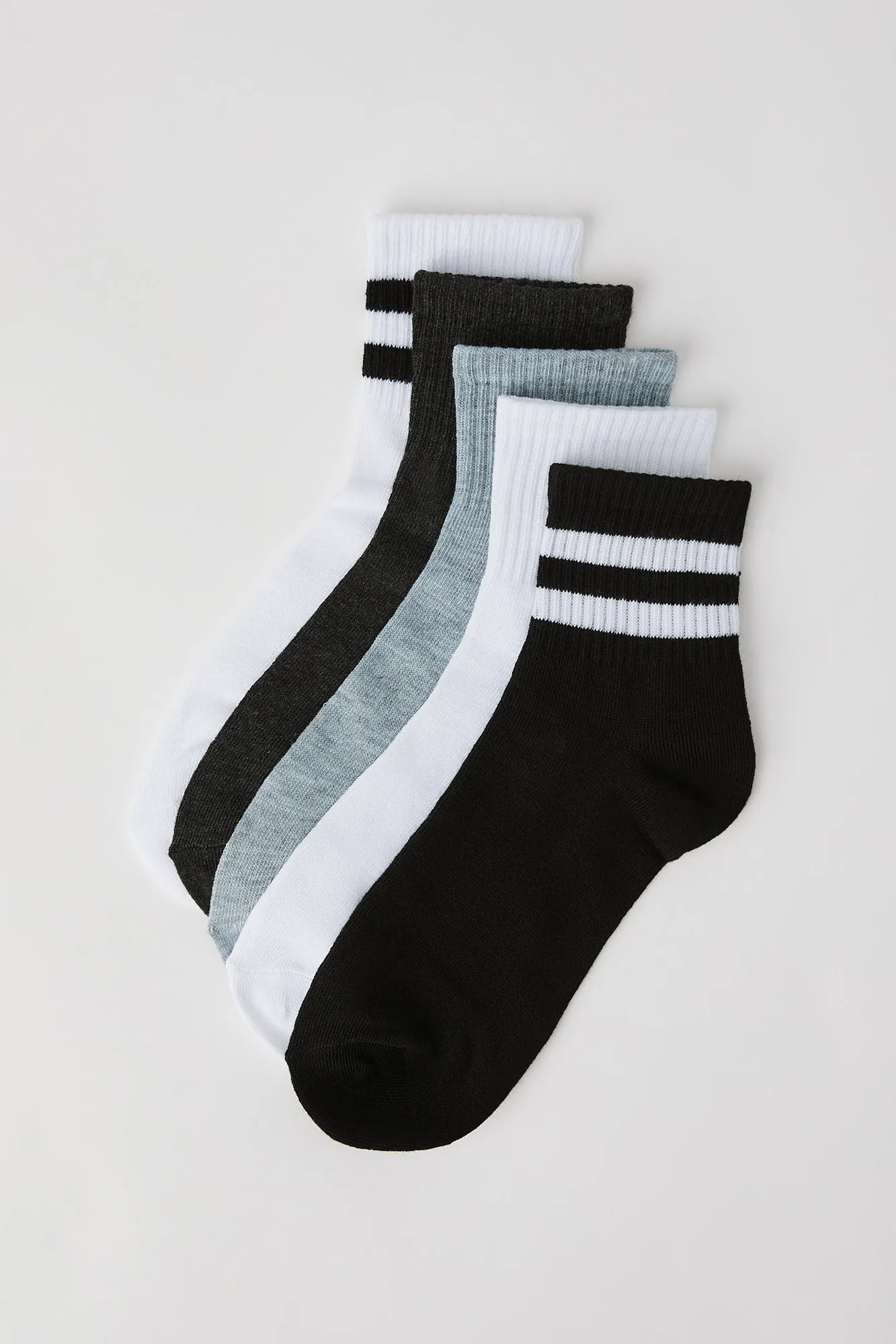 Striped & Solid Quarter Socks (5 Pack) sold by Urban Planet product image thumbnail 2