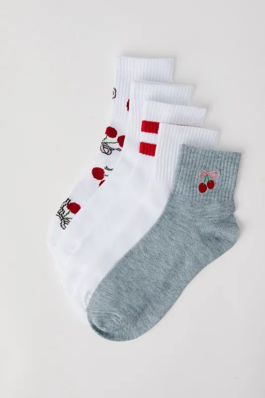 Cute Assorted Quarter Socks (5 Pack) sold by Urban Planet
