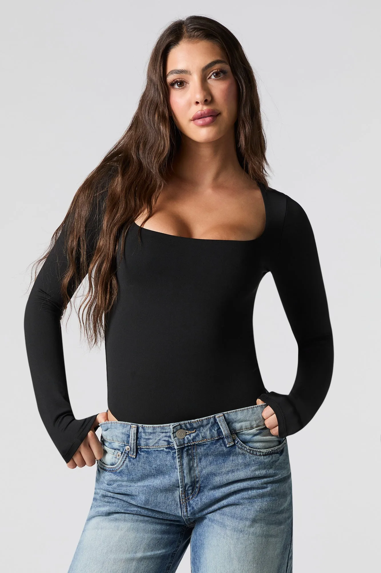 Contour Square Neck Long Sleeve Bodysuit sold by Urban Planet product image thumbnail 5