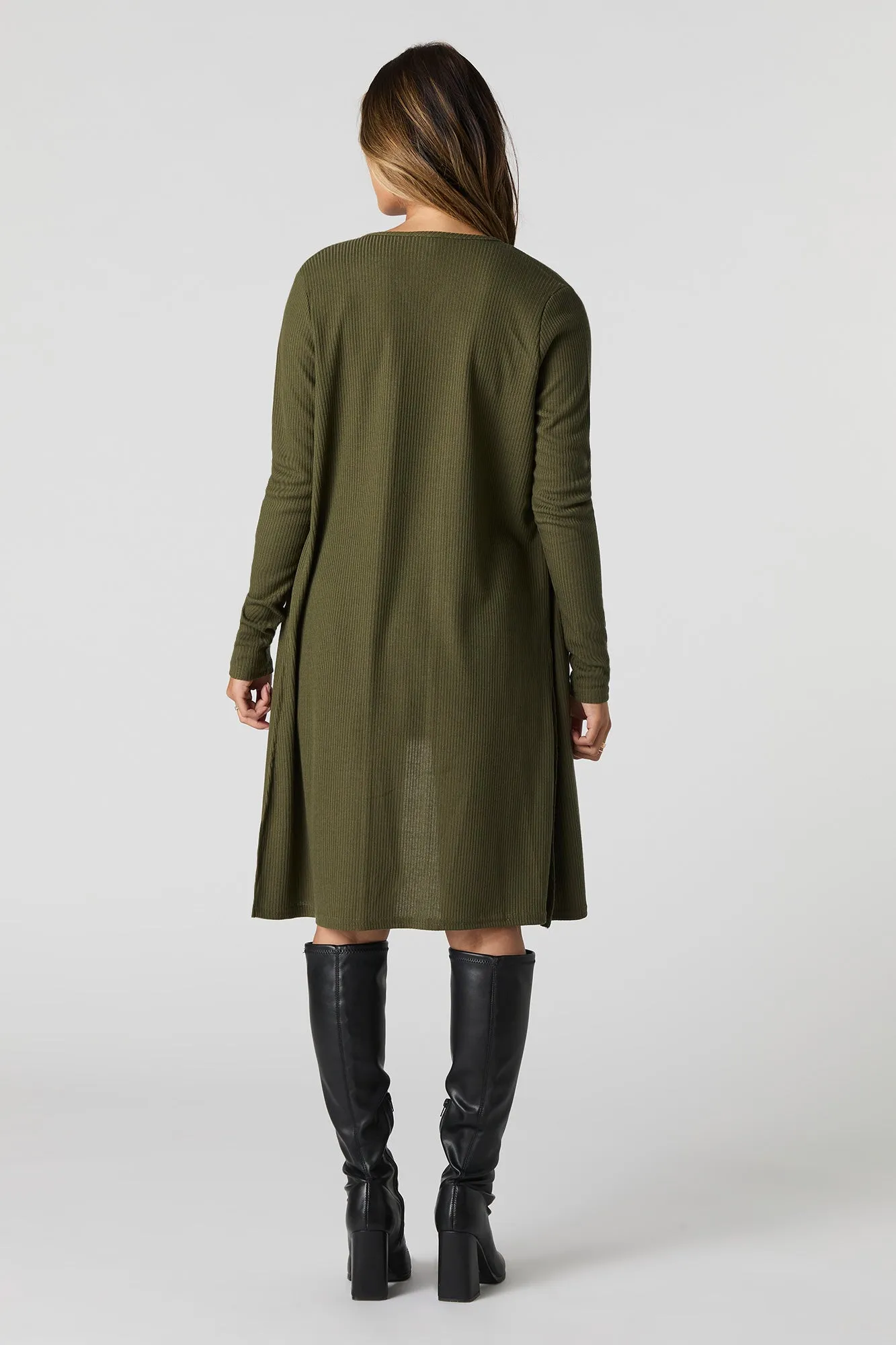 Cardigan ouvert long en tricot côtelé sold by Urban Planet product image thumbnail 4