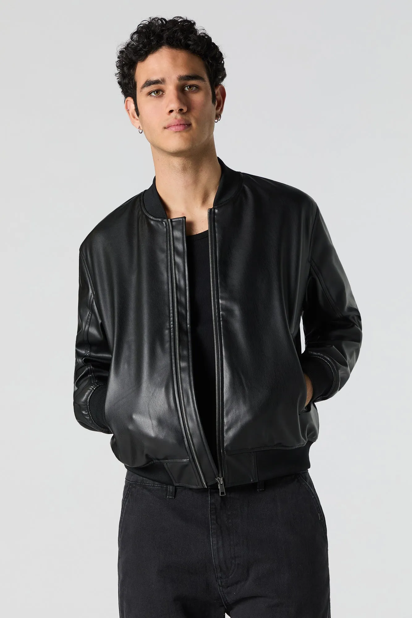 Faux Leather Bomber Jacket sold by Urban Planet product image thumbnail 4