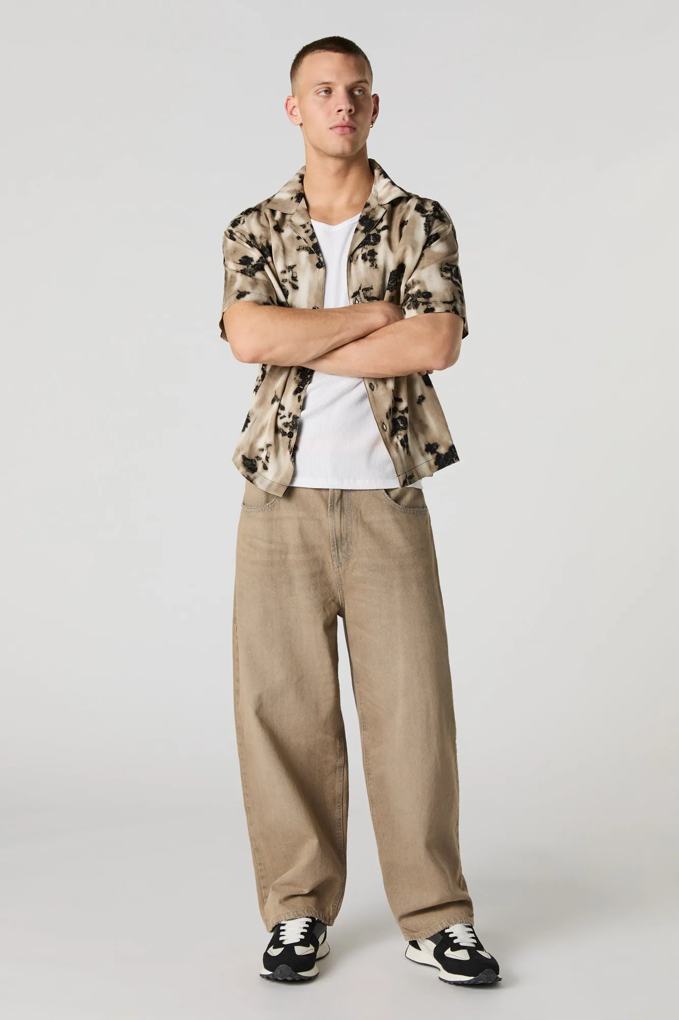 Printed Short Sleeve Button-Up Top sold by Urban Planet product image thumbnail 3