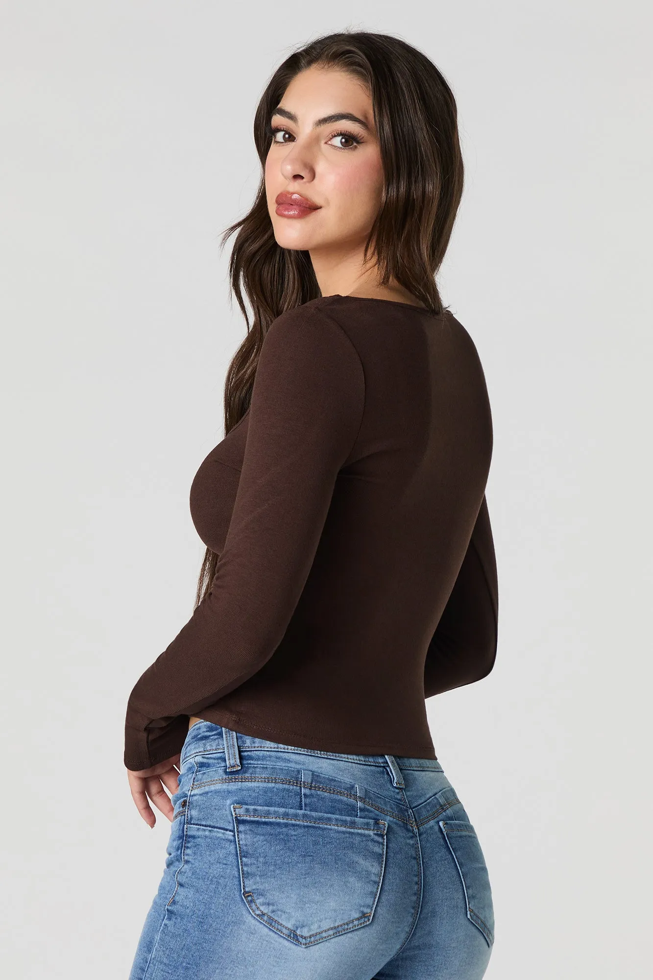 Ribbed Cinched Long Sleeve Top sold by Urban Planet product image thumbnail 2