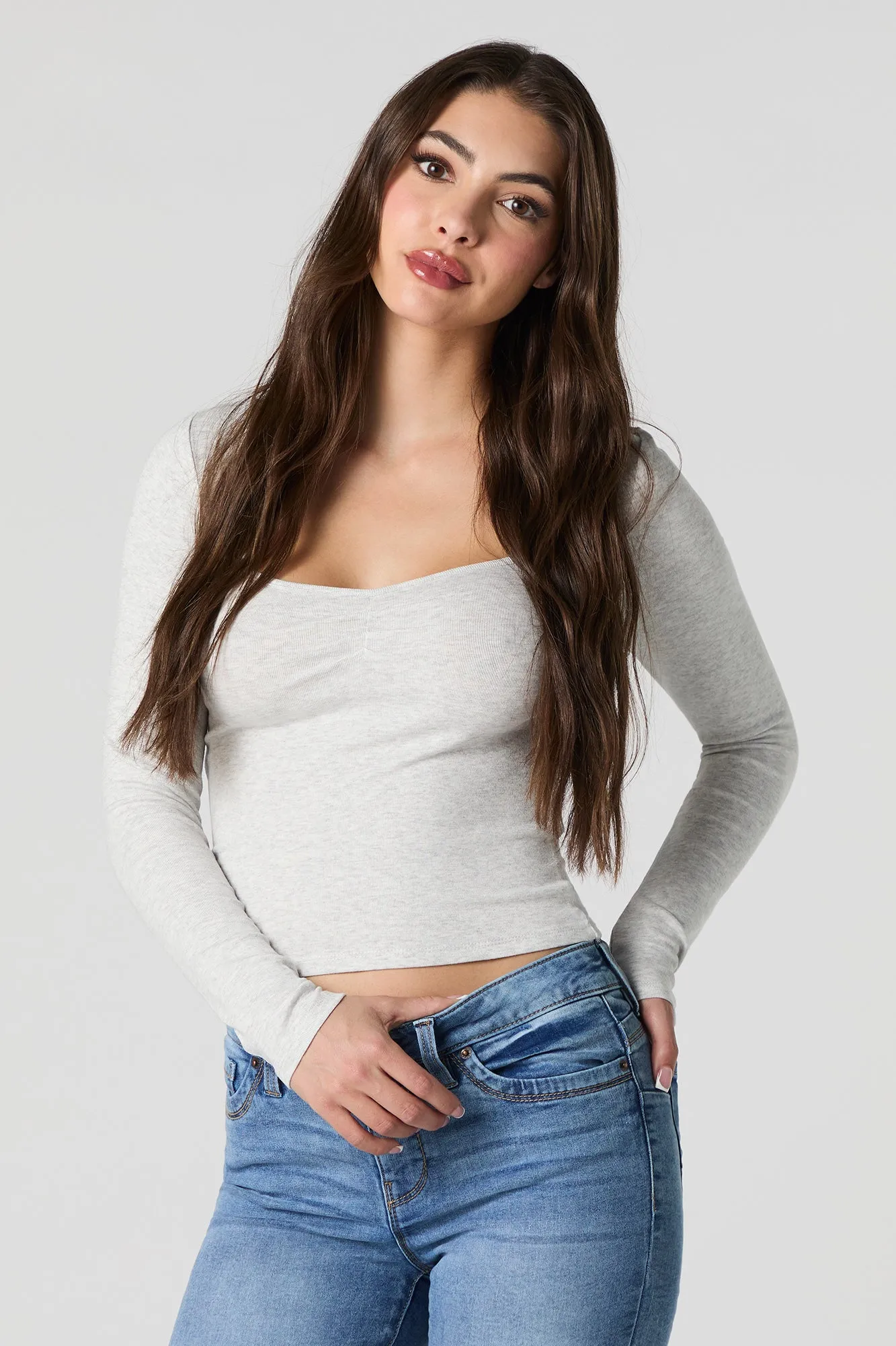 Haut côtelé cintré à manche longue sold by Urban Planet product image thumbnail 5