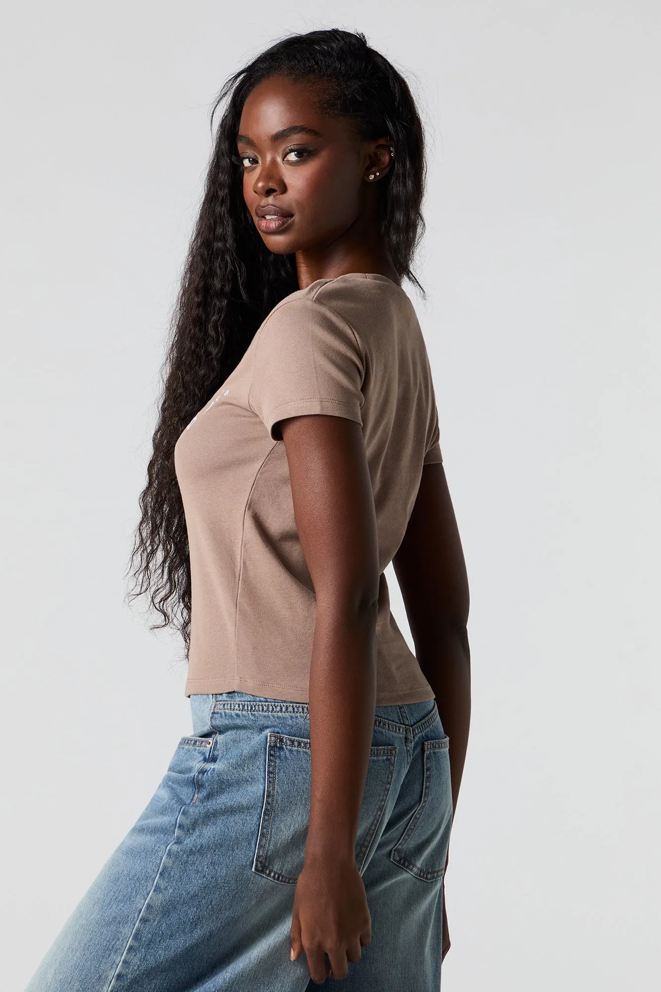 Astral Embroidered Ribbed T-Shirt sold by Urban Planet product image thumbnail 2