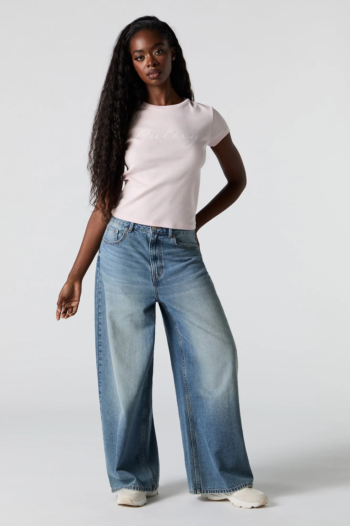 T-shirt côtelé à motif Cutesy en pierres du Rhin sold by Urban Planet product image thumbnail 3