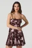 Printed Tiered Tie Back Mini Dress with Built-In Cups sold by Urban Planet