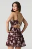 Printed Tiered Tie Back Mini Dress with Built-In Cups sold by Urban Planet