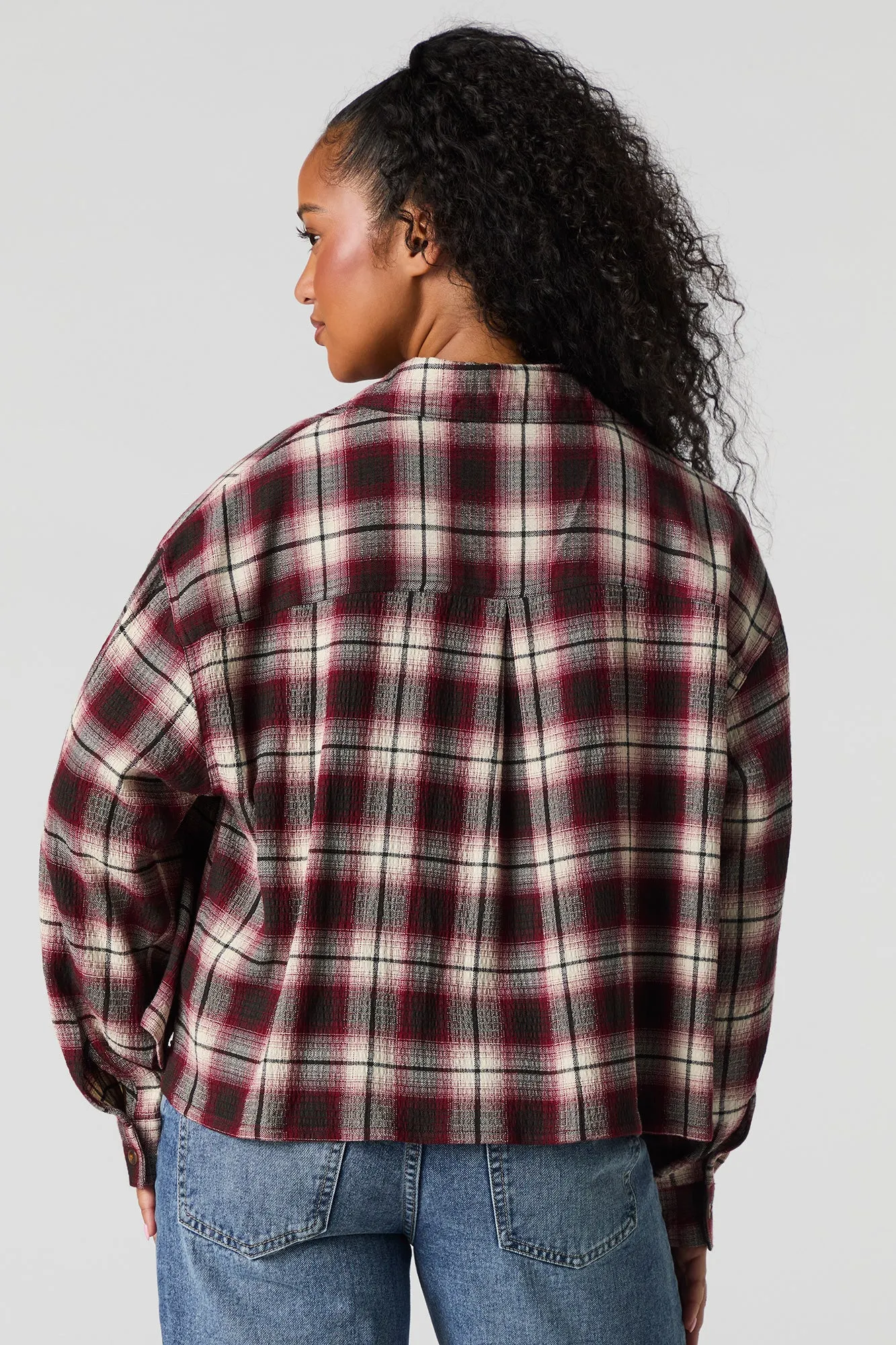 Plaid Cropped Button-Up Top sold by Urban Planet product image thumbnail 2